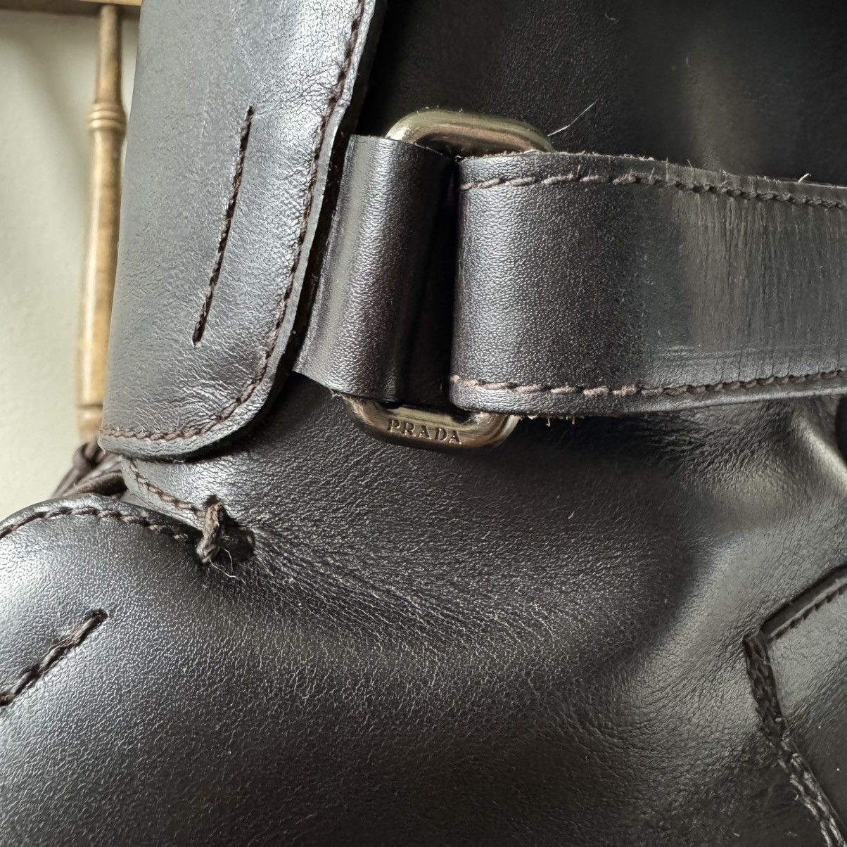 Prada Prada FW1999 Brown Army/Military Velcro Strap Leather Boots Size US 11 / EU 44 - 6 Thumbnail
