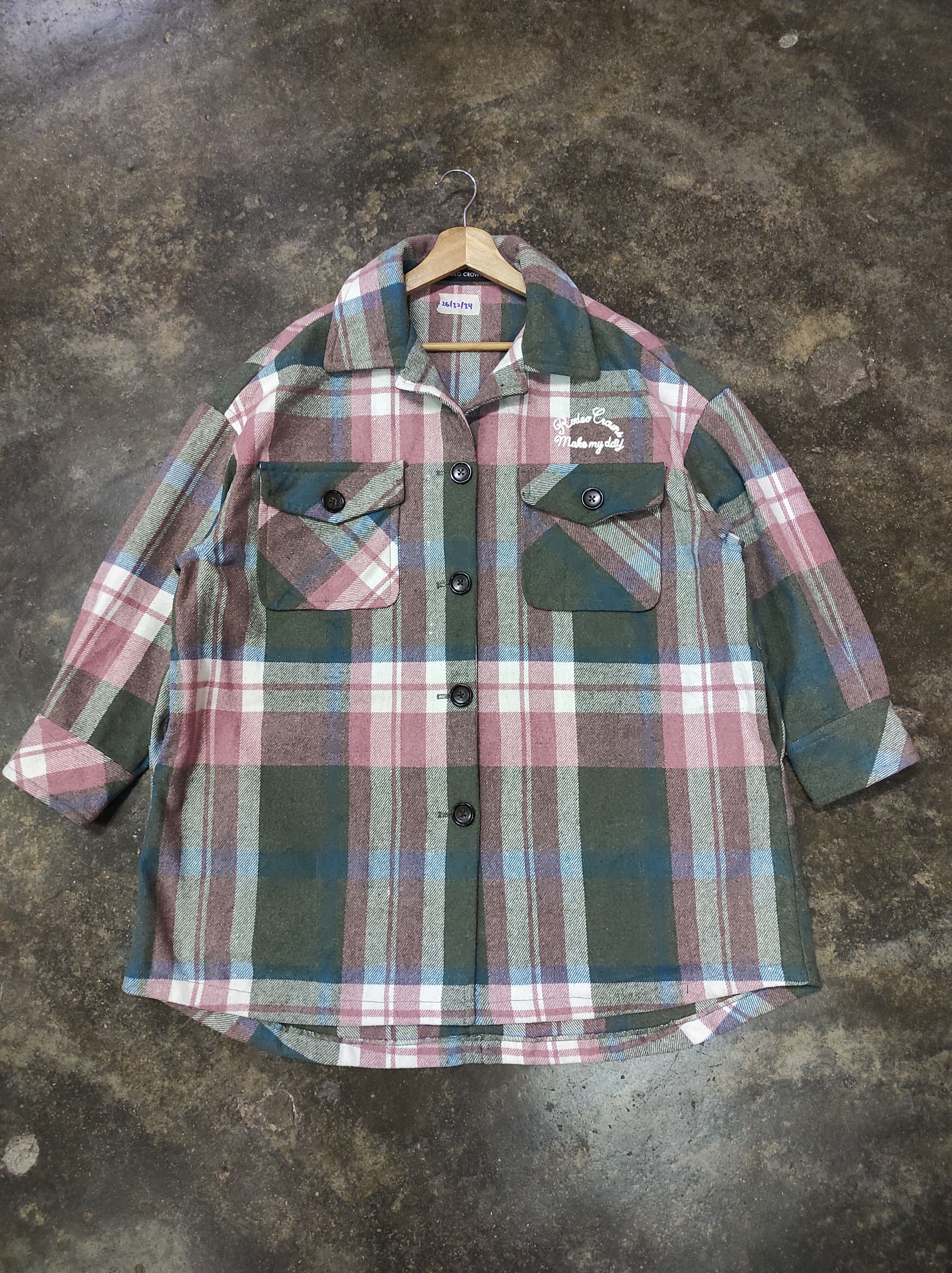 Japanese Brand RODEO CROWNS PLAID OVERSIZED FLANNEL SHIRT Size ONE SIZE - 1 Thumbnail