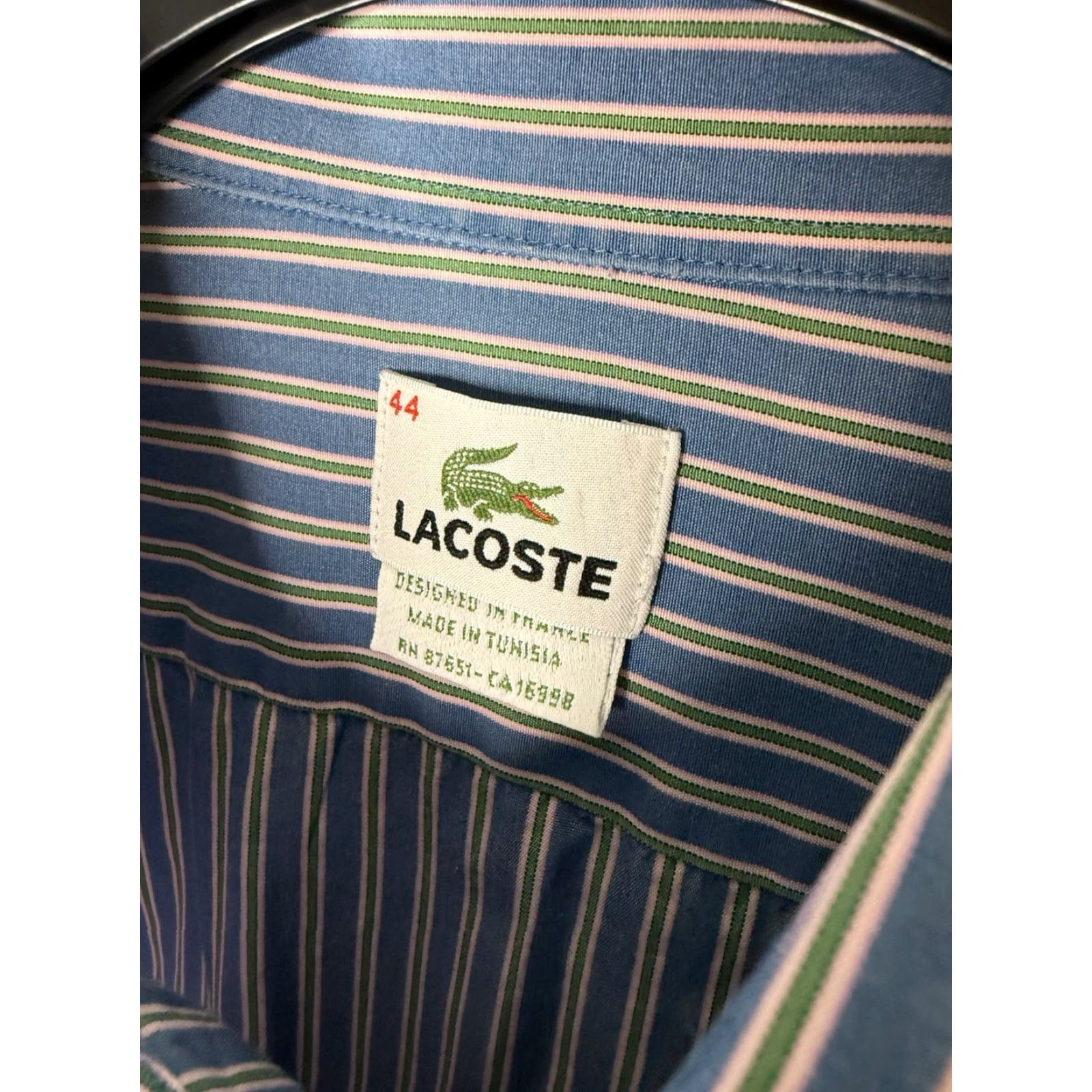 Lacoste Lacoste Shirt Mens 44 Long Sleeve Button-Up Collared Striped Multicolor Classic Preppy All Seasons Pocket Fashion Size US XXL / EU 58 / 5 - 3 Thumbnail