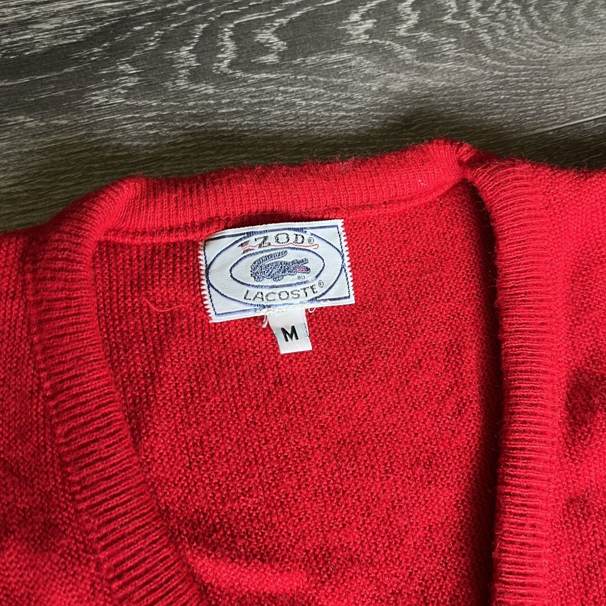 Lacoste × Vintage Vintage 1970s Izod Lacoste Acrylic Cardigan Sweater Red V Size US M / EU 48-50 / 2 - 3 Thumbnail