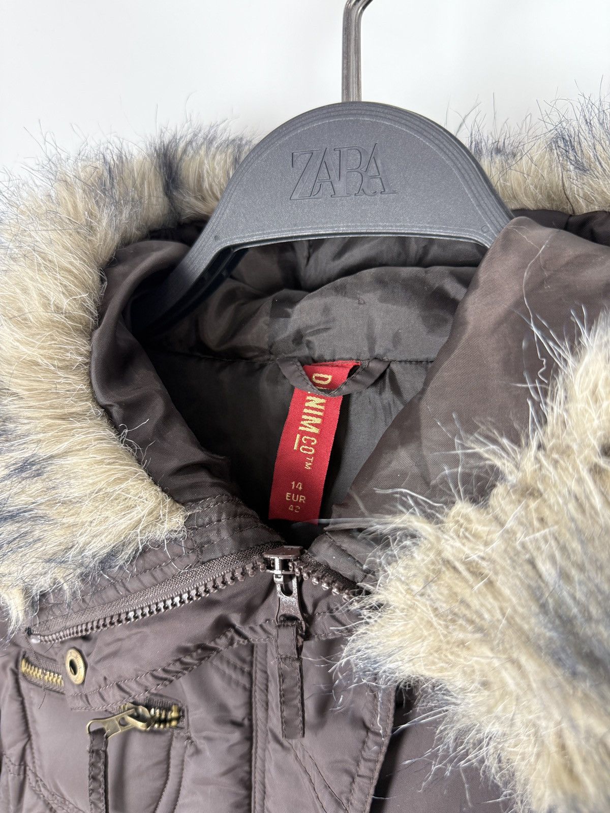 Vintage Y2K Vintage Denimco Faux Fur Brown Cropped Puffer Jacket Size L / US 10 / IT 46 - 5 Thumbnail