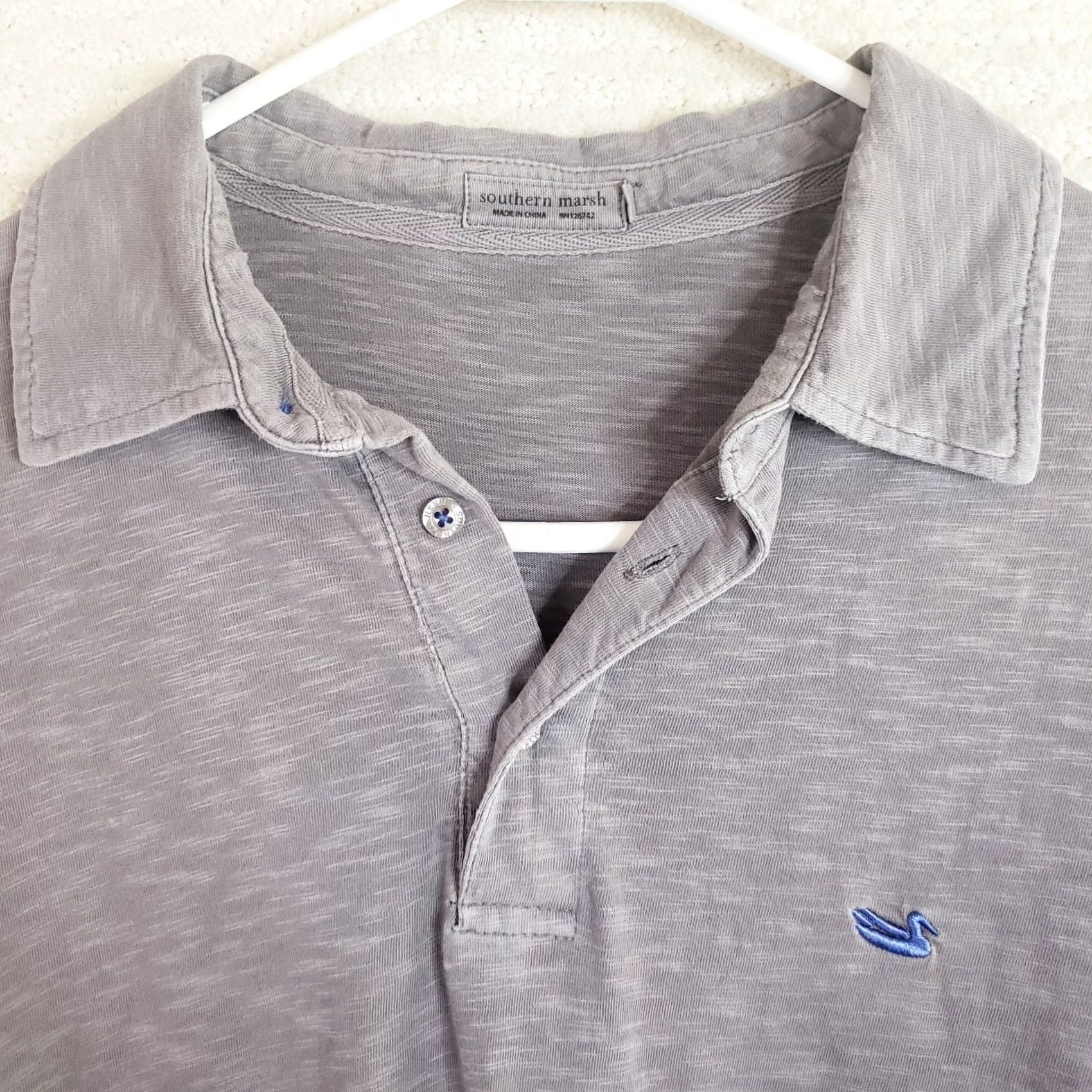 Vintage Southern Marsh Polo Shirt Men’s Large Heather Gray Short Sleeve Performance UV Moisture Wicking Breathable Size US L / EU 52-54 / 3 - 4 Thumbnail