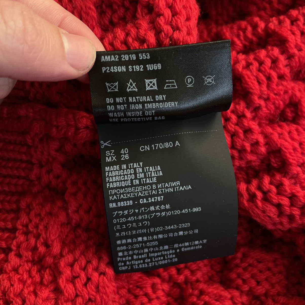 Prada Prada Crystal Embellished Wool Knit Sweater Red Limited Size S / US 4 / IT 40 - 18 Thumbnail