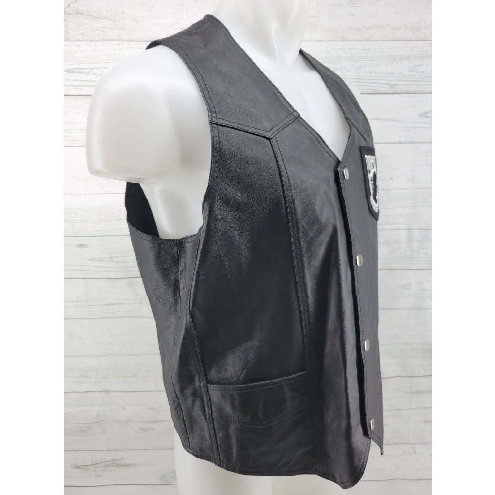 Vintage VINTAGE Oscar Piel POW MIA Leather Vest Black Medium Men Vest Size US M / EU 48-50 / 2 - 4 Thumbnail