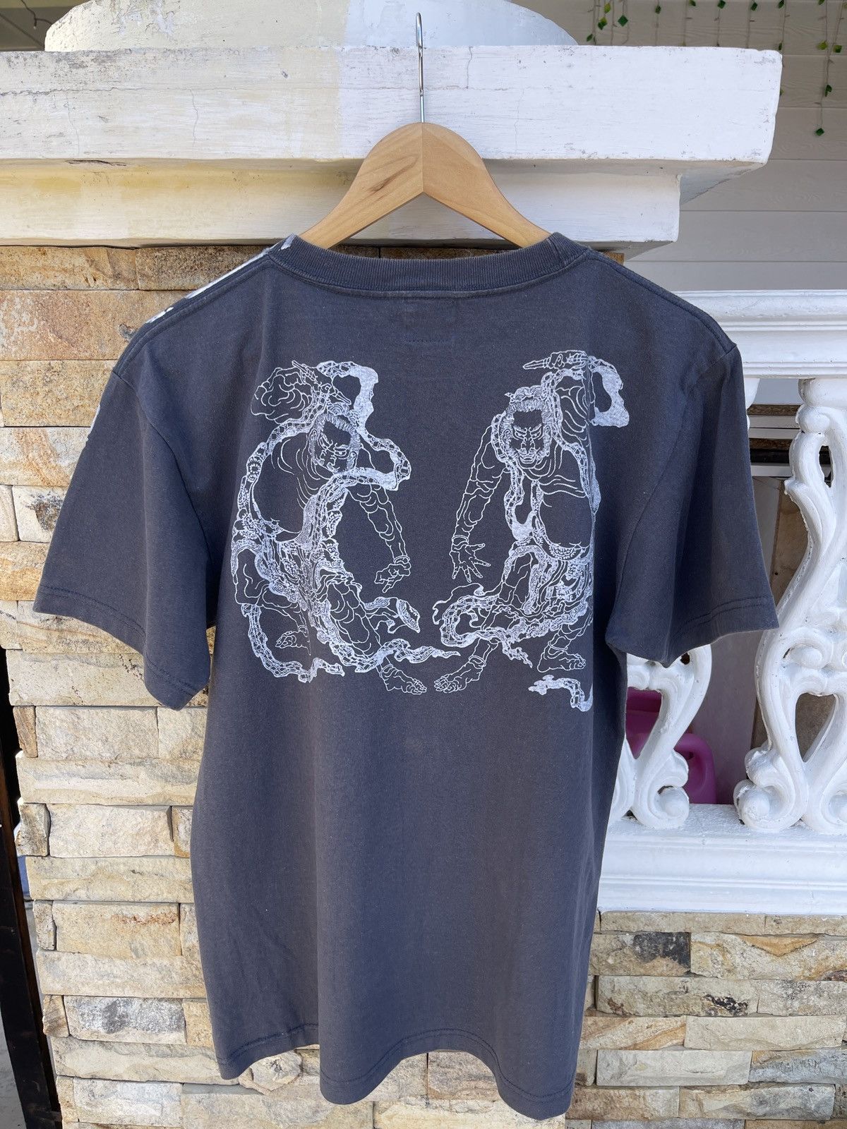 Karakuri Tamashii LastDrop🔥Vtg Japanese Sukajan Raijin & Fujin Graphic T-Shirt Size US L / EU 52-54 / 3 - 2 Thumbnail