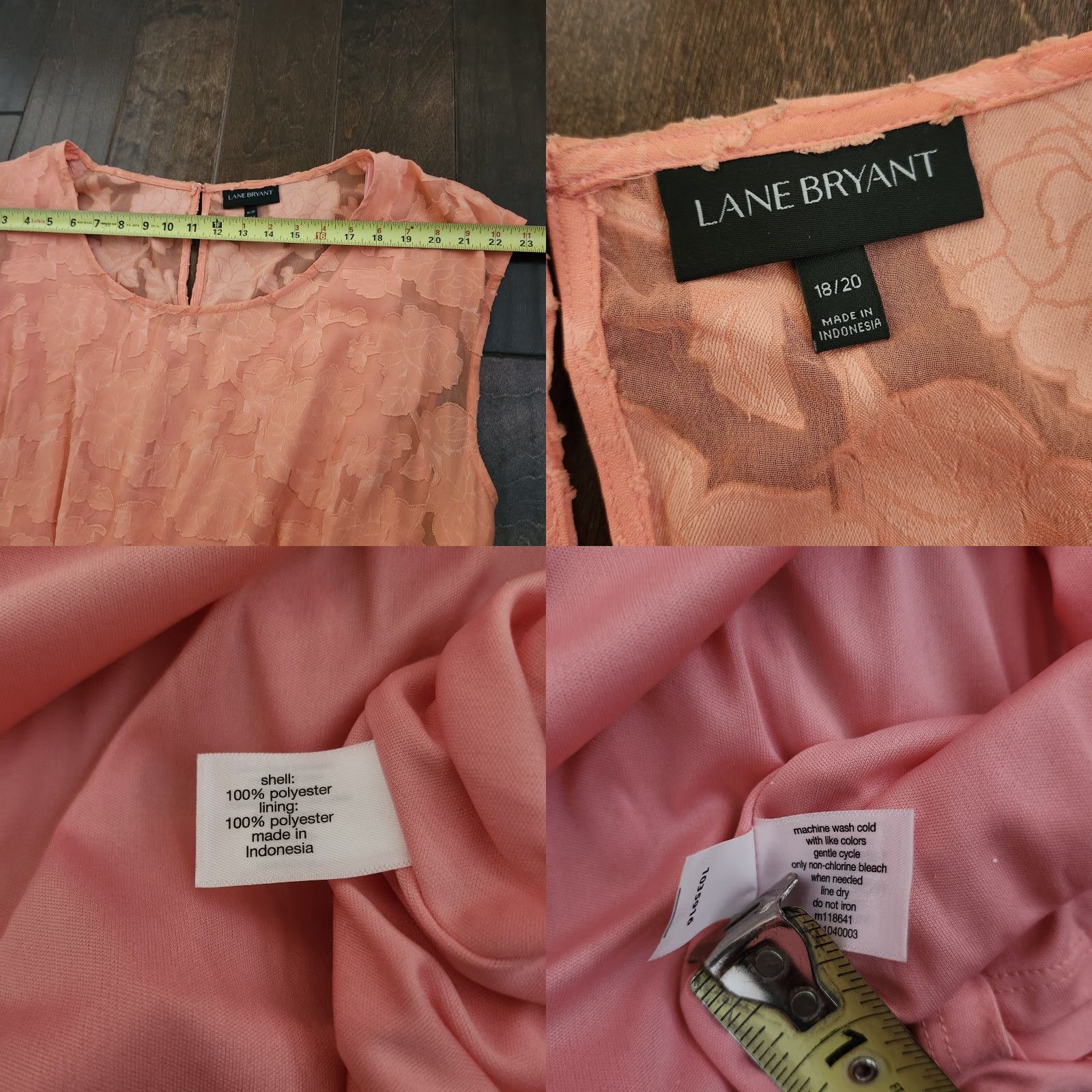 Vintage VINTAGE Lane Bryant Coral Lace Pleated Dress Womens 18/20 Midi Size XXL / US 16-18 / IT 52-54 - 9 Thumbnail