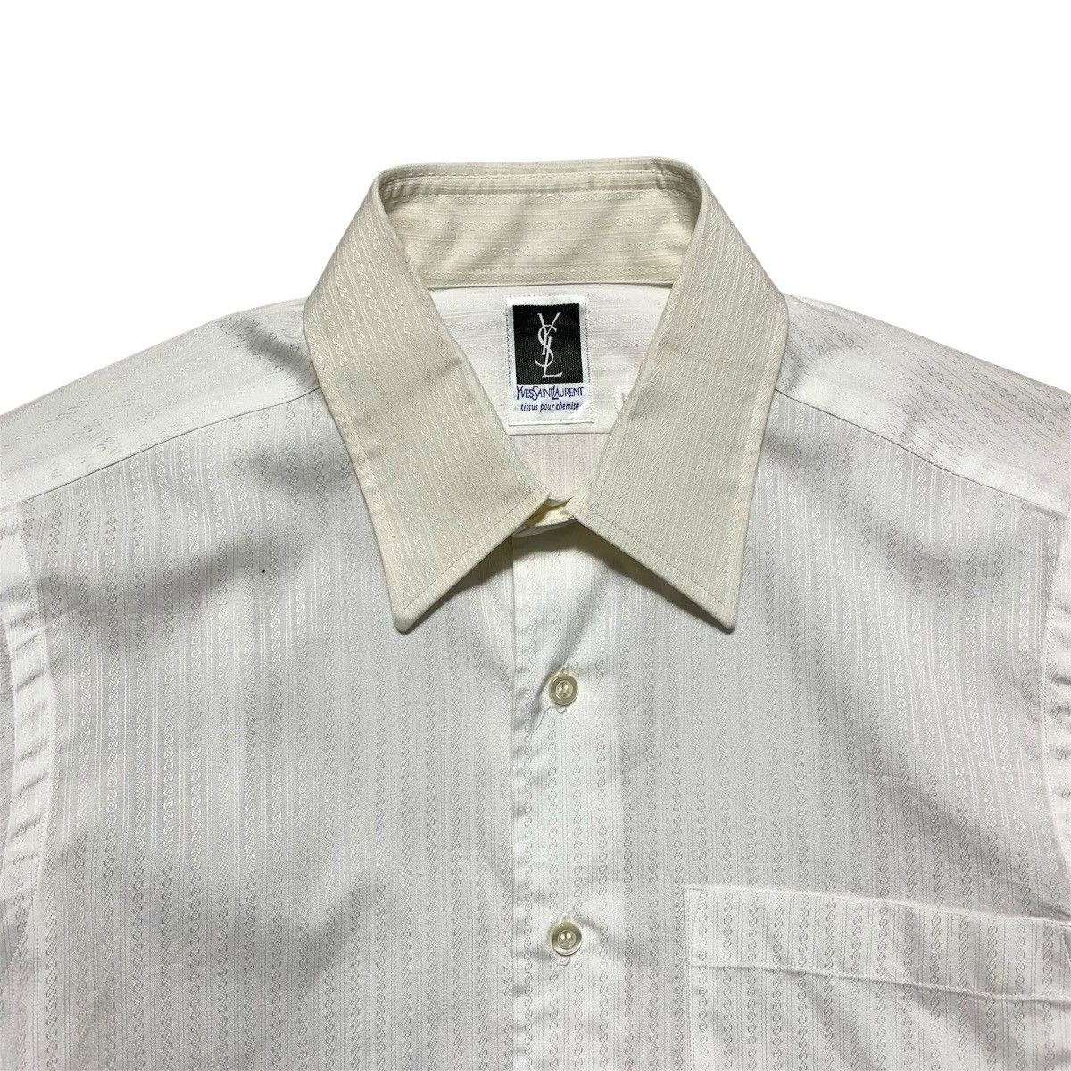 Yves Saint Laurent Vintage Yves Saint Laurent Mens Dobby Stripe Shirt Size US M / EU 48-50 / 2 - 2 Thumbnail