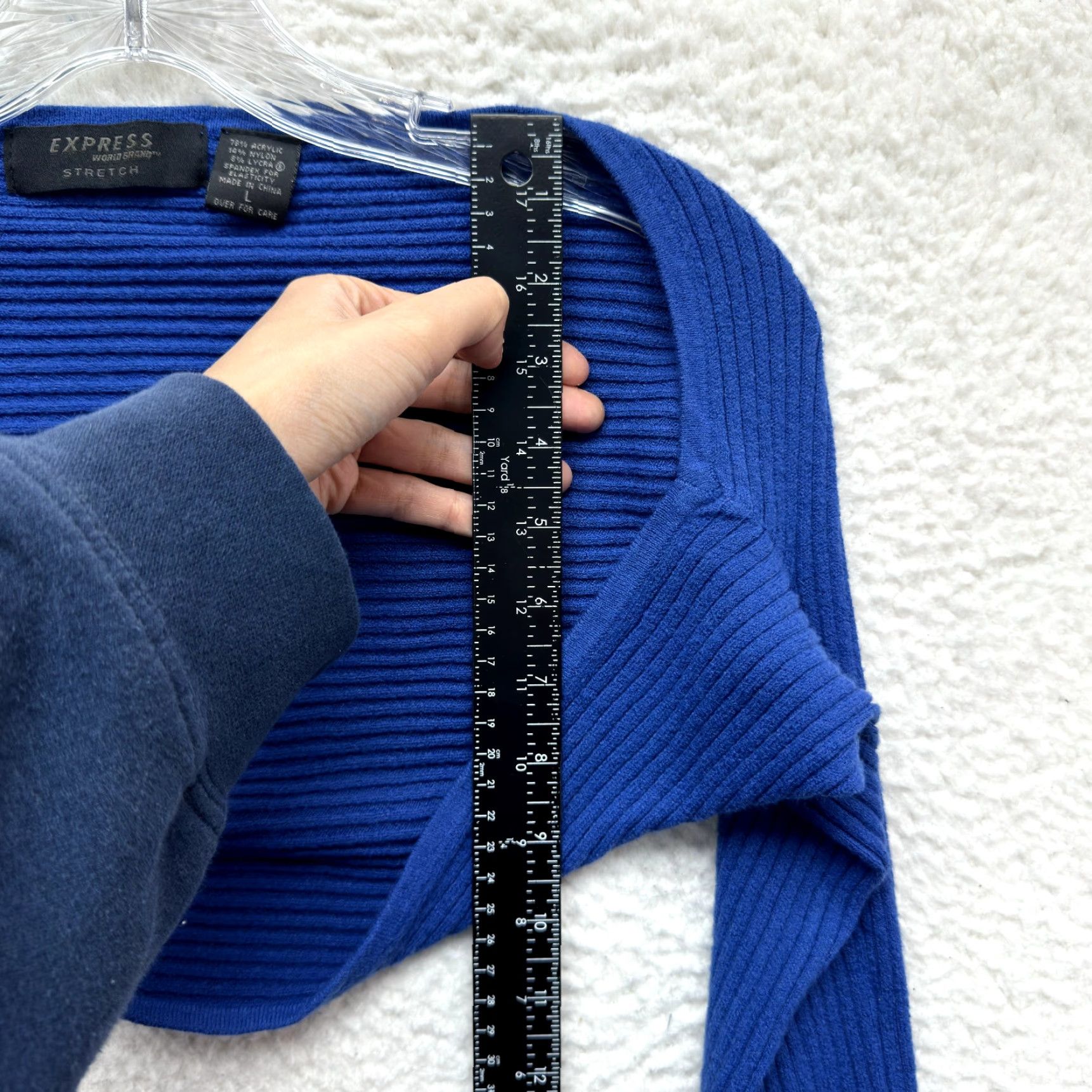 Express VINTAGE 90s Y2K Bolero Shrug Crop Cardigan Top Knit Blue L Express Shirt Grunge Boho Fairy Mens? Womens? Size L / US 10 / IT 46 - 5 Thumbnail
