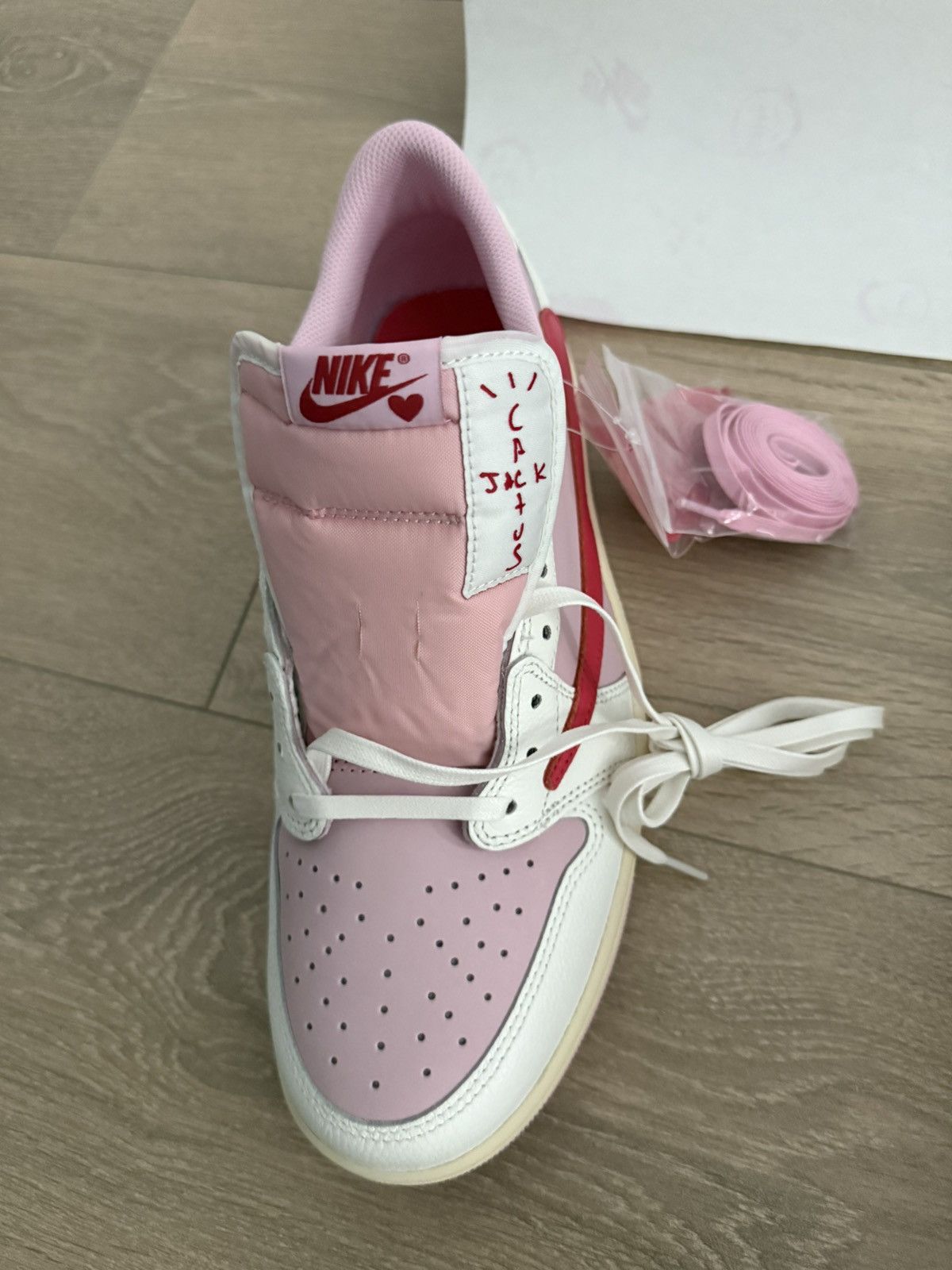 Nike × Travis Scott Travis Scott x Air Jordan 1 Low Sail Tropical Pink Size US 12 / EU 45 - 7 Thumbnail