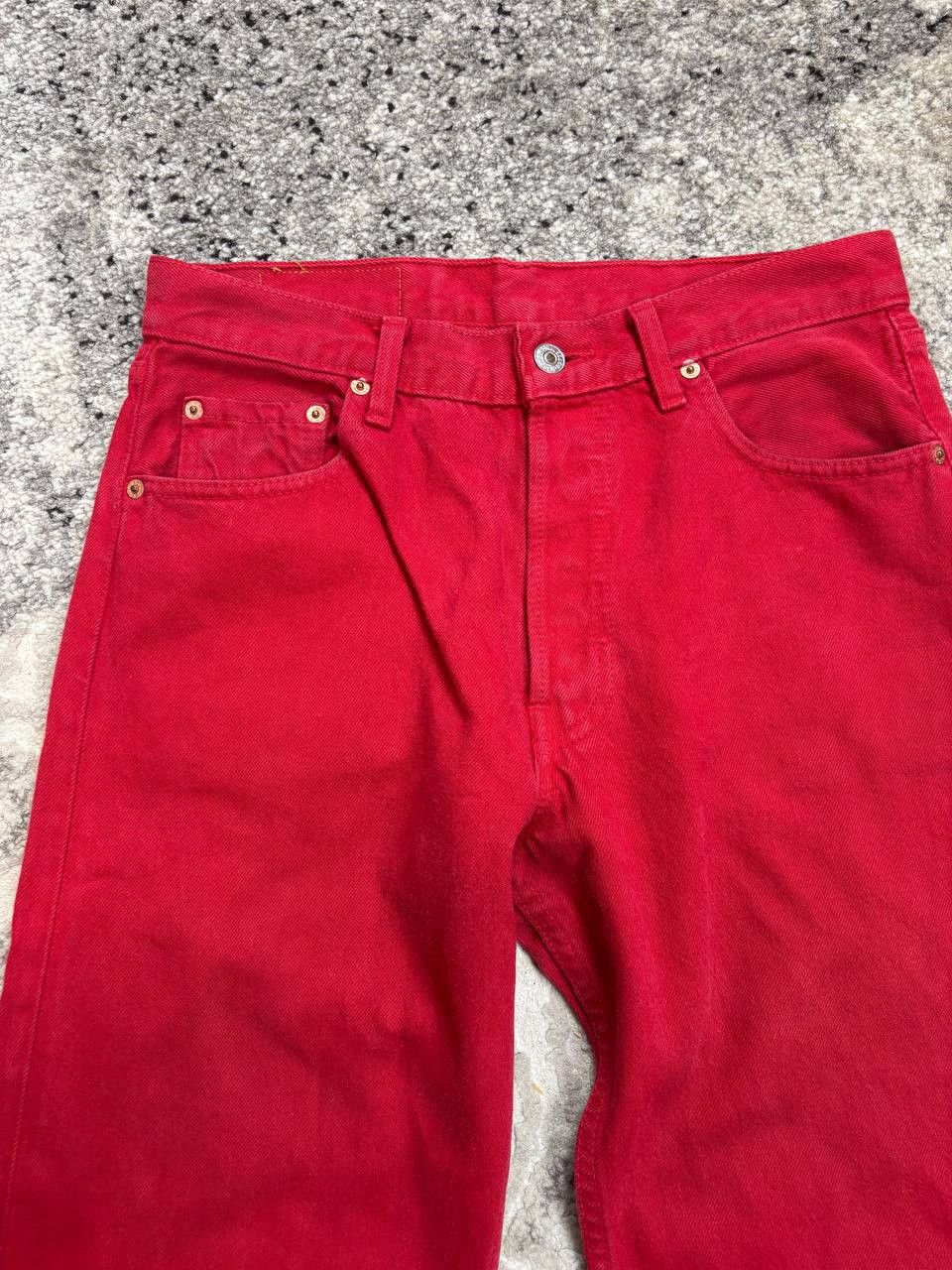 Levi's Vintage Clothing Vintage 90s Levi’s 501 Red Denim Jeans • Made in USA • W31 Size US 31 - 12 Thumbnail