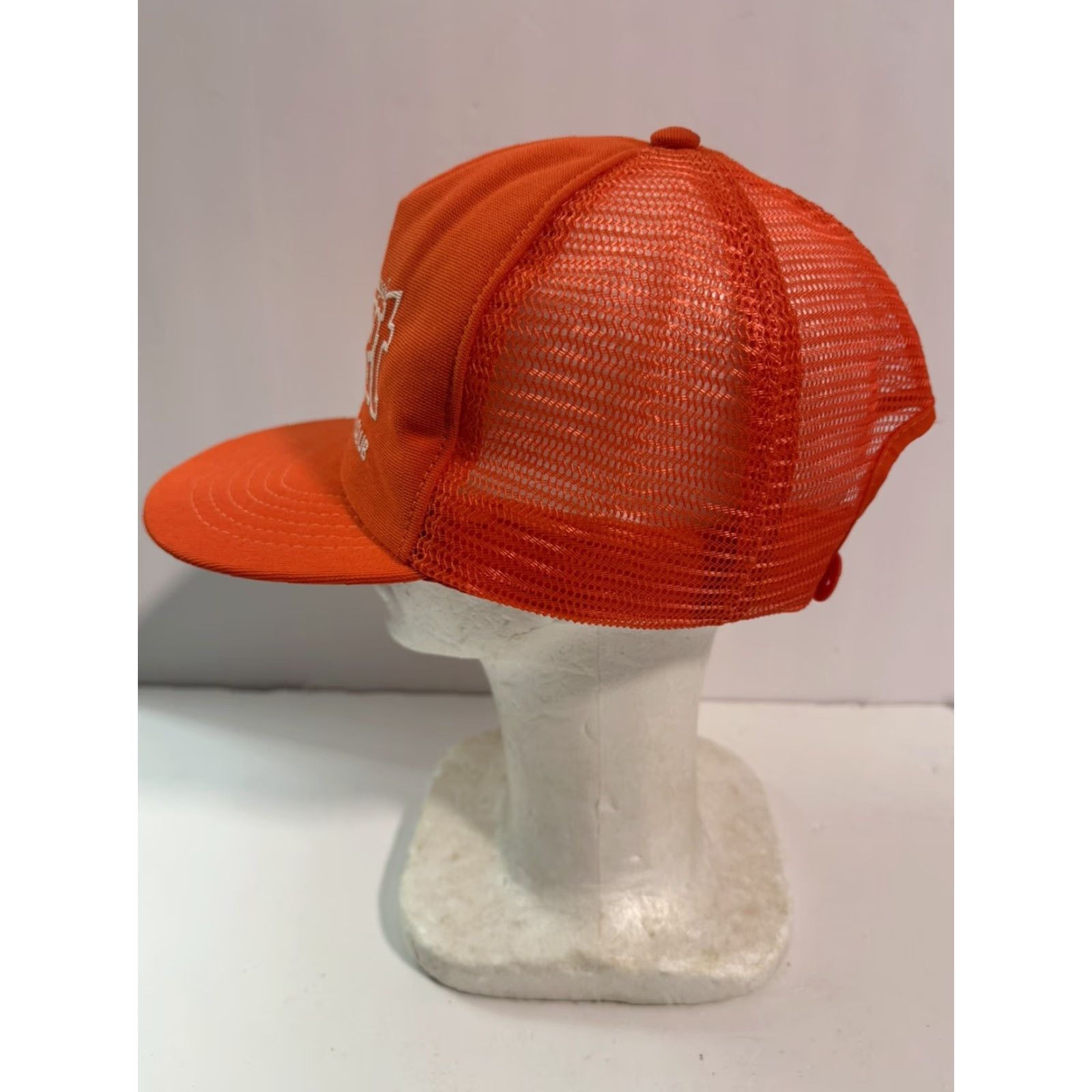 Vintage VINTAGE John Ascuaga's Nugget Sportsmens Club SnapBack Trucker Hat Made USA AdjustaBle Orange Mens 1980s 30th Anniversary New Old Stock Printed Logo Size ONE SIZE - 3 Thumbnail