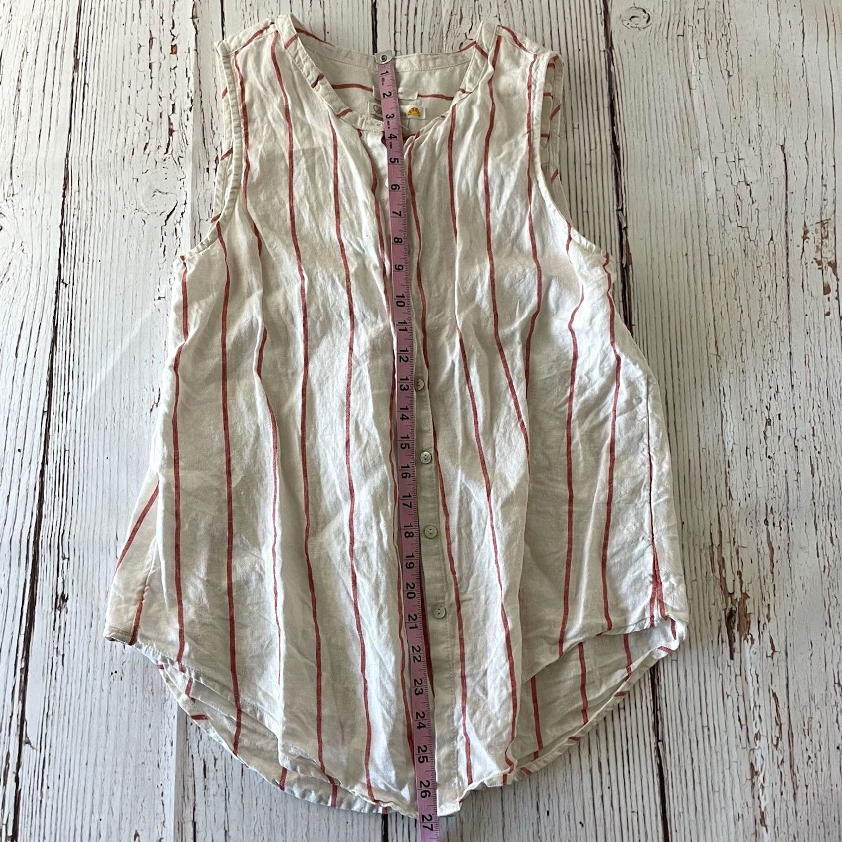 Vintage C&C California Striped Linen Sleeveless Button Front Top Women's M Beige Blouse Shirt Blouse Size M / US 6-8 / IT 42-44 - 4 Thumbnail