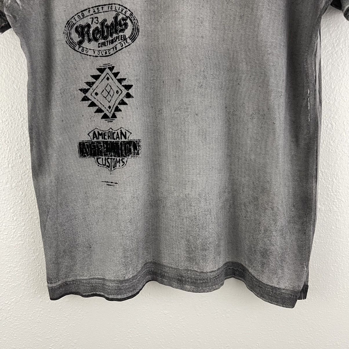 Affliction AFFLICTION Grey Black Skull American Customs Graphic Tee Size US M / EU 48-50 / 2 - 11 Thumbnail