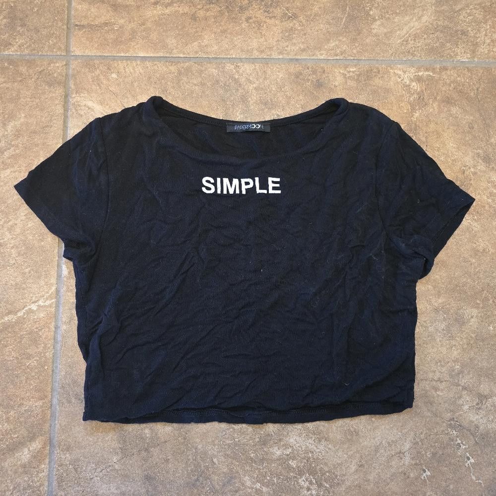 Designer Black Simple Papermoon Cropped Short Sleeve Size L / US 10 / IT 46 - 1 Thumbnail
