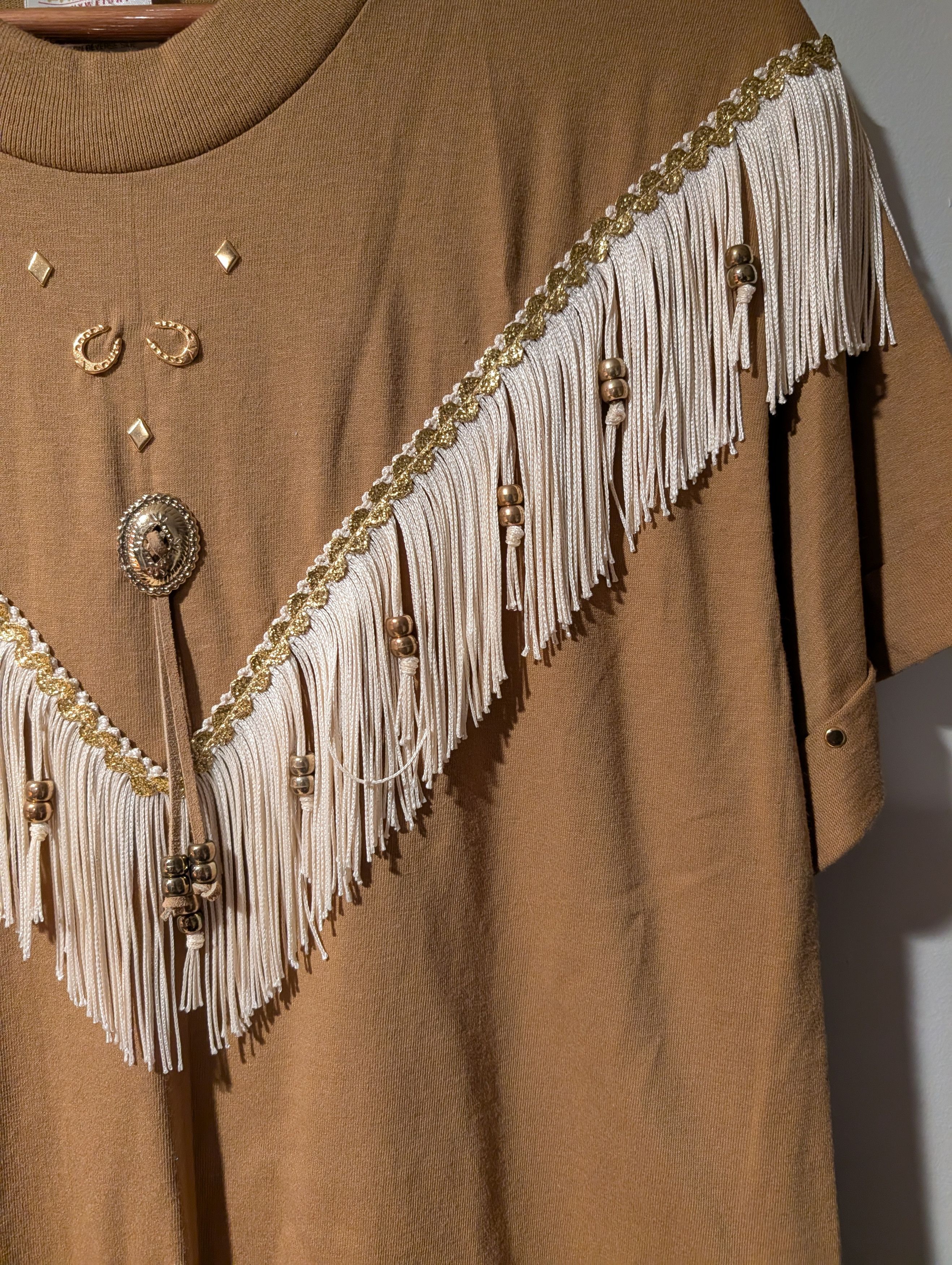 Country Road Vintage 90s Southwestern by Hazelwoods Fringe Womans Top Size L / US 10 / IT 46 - 2 Thumbnail