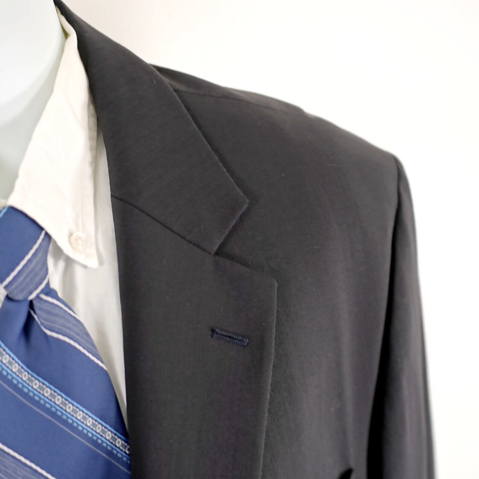 Pronto Uomo Pronto Uomo Comfort Stretch Worsted Wool Black 2 Button Suit Size 48L - 2 Thumbnail