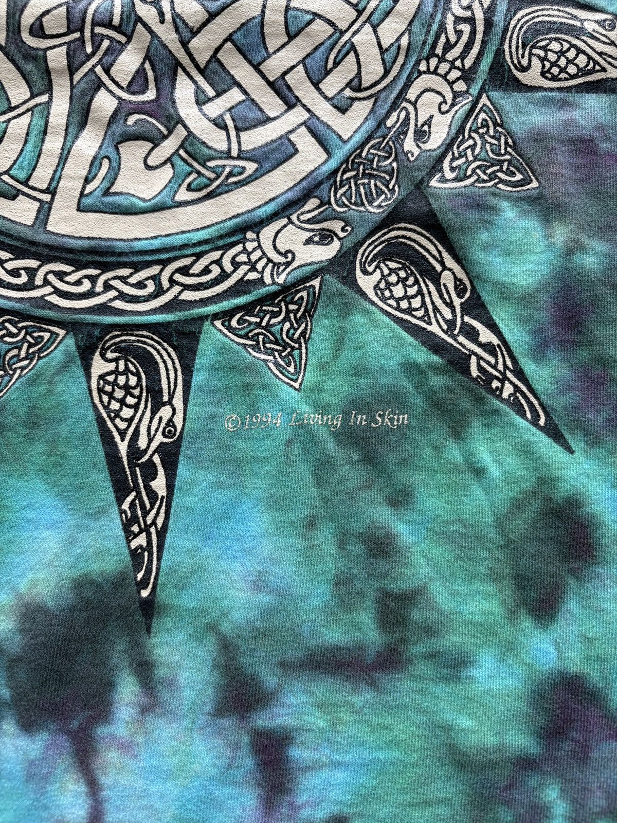 Vintage Vintage 90s Living in Skin Tie Dye Celtic Graphic Tee Size US XL / EU 56 / 4 - 3 Thumbnail