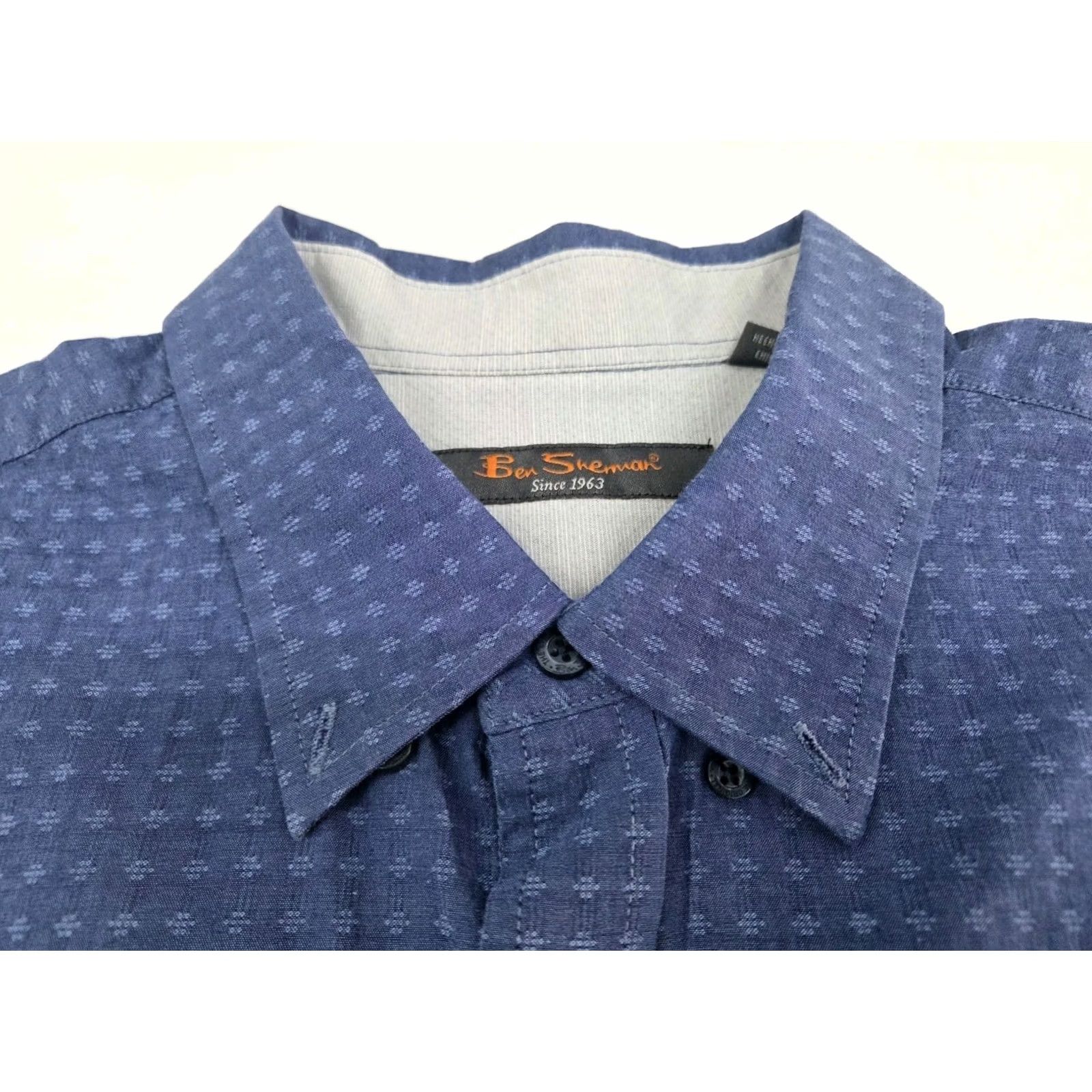 Ben Sherman Ben Sherman Mens Short Sleeve Button-Up Shirt Blue XL Button-Down Pocket Pleated Regular Size X L Size US XL / EU 56 / 4 - 2 Thumbnail