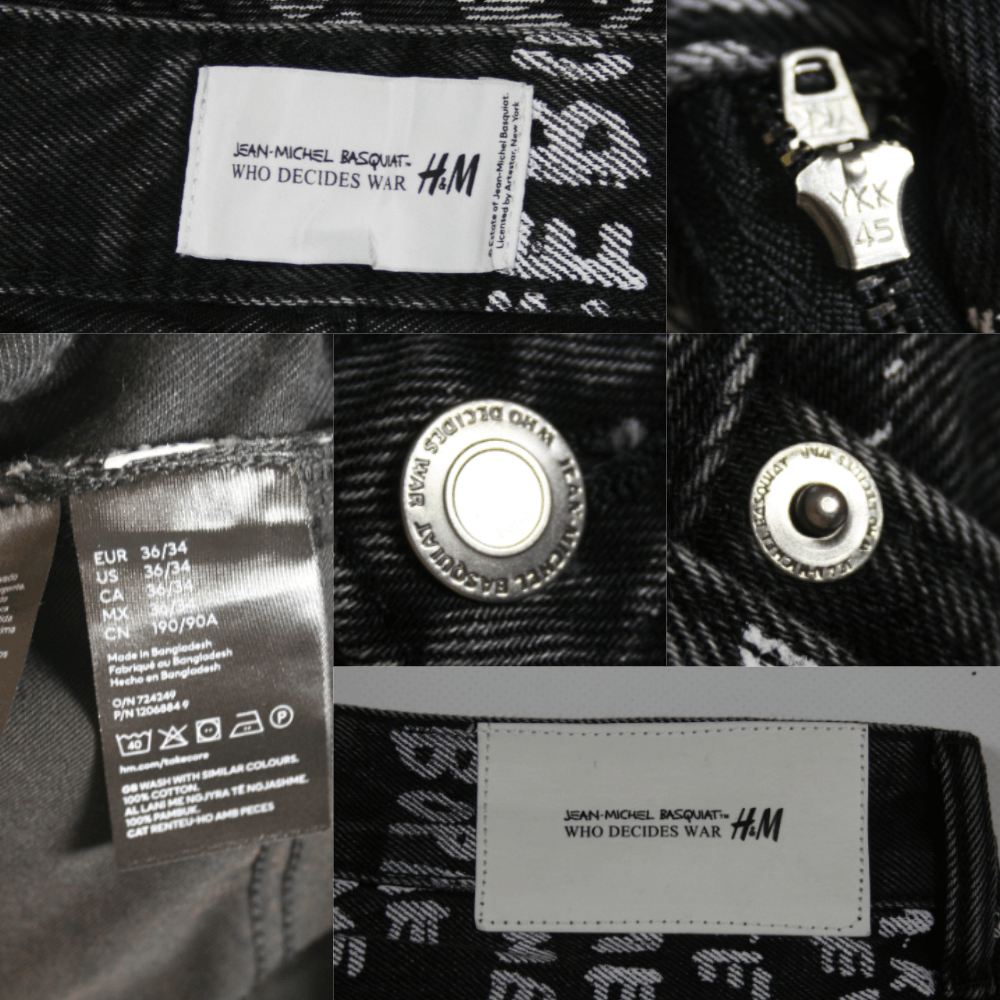 H&M × Jean-Michel Basquiat × Who Decides War Printed All Over Baggy Cargo Jeans Size US 36 / EU 52 - 9 Thumbnail