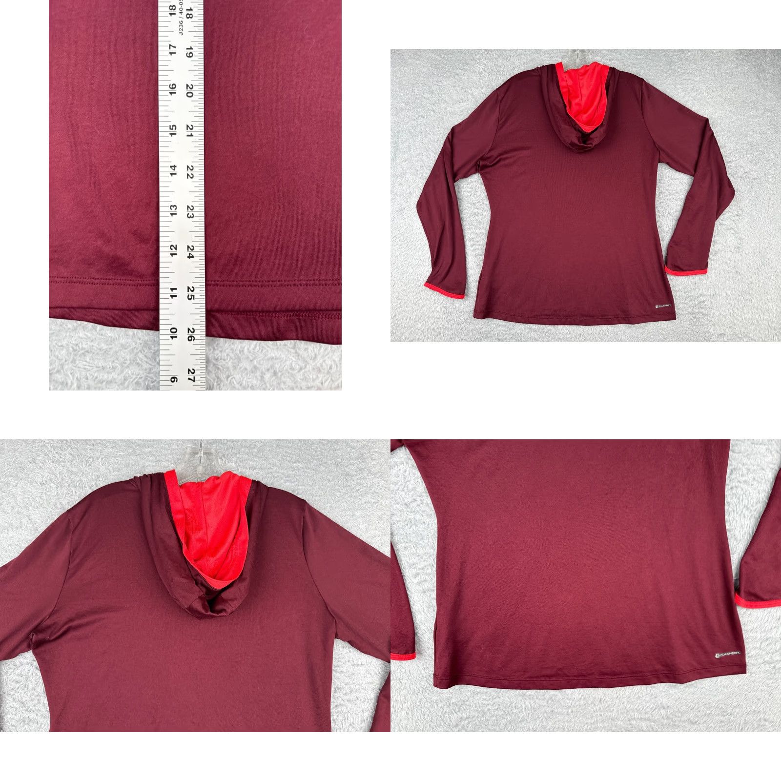 The North Face The North Face Shirt Women Red Long Sleeve Hooded V-Neck Flashdry Polyester Size M / US 6-8 / IT 42-44 - 9 Thumbnail