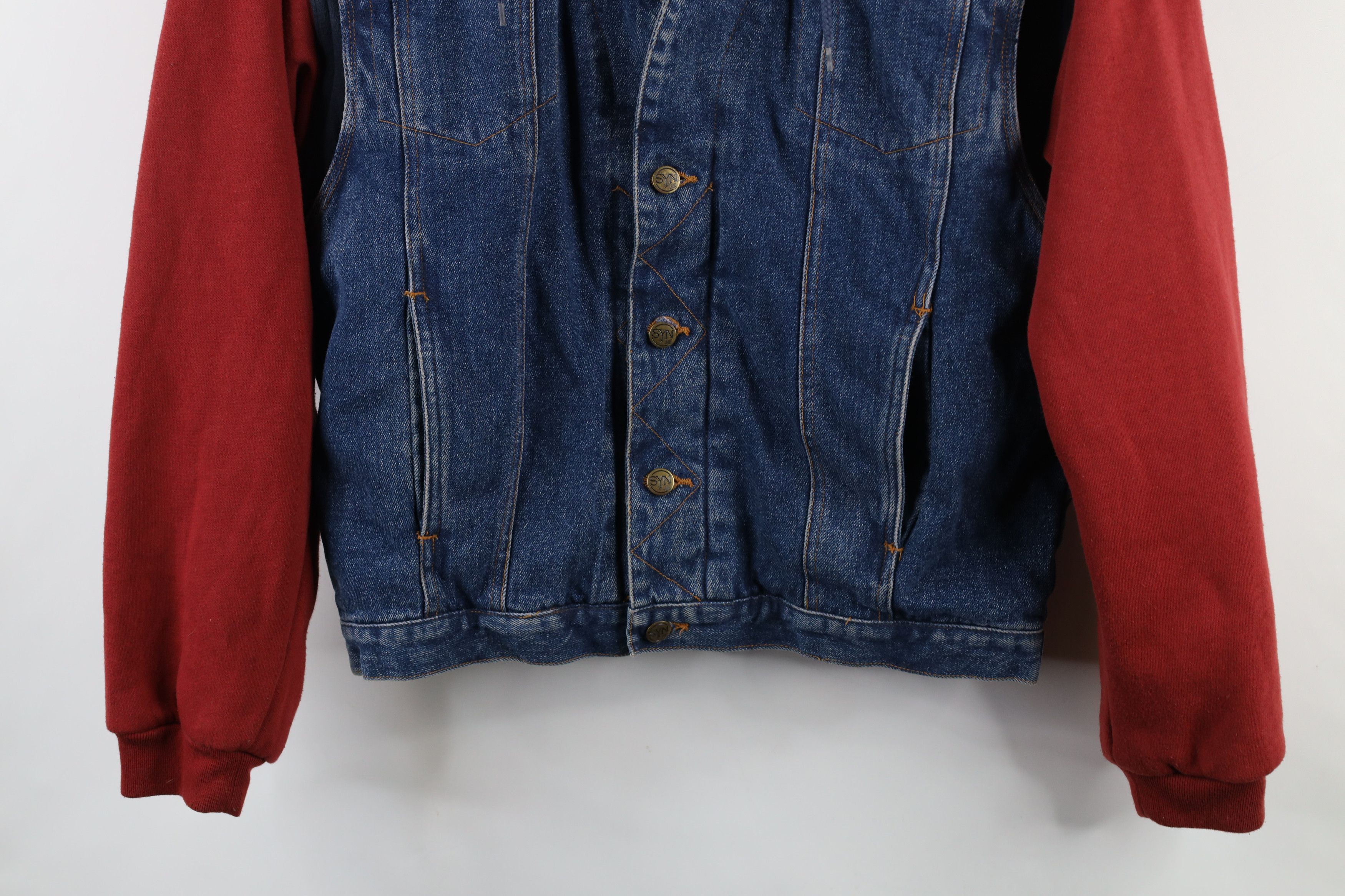 Vintage Vintage 90s Streetwear Hooded Denim Jean Trucker Jacket Size US S / EU 44-46 / 1 - 3 Thumbnail