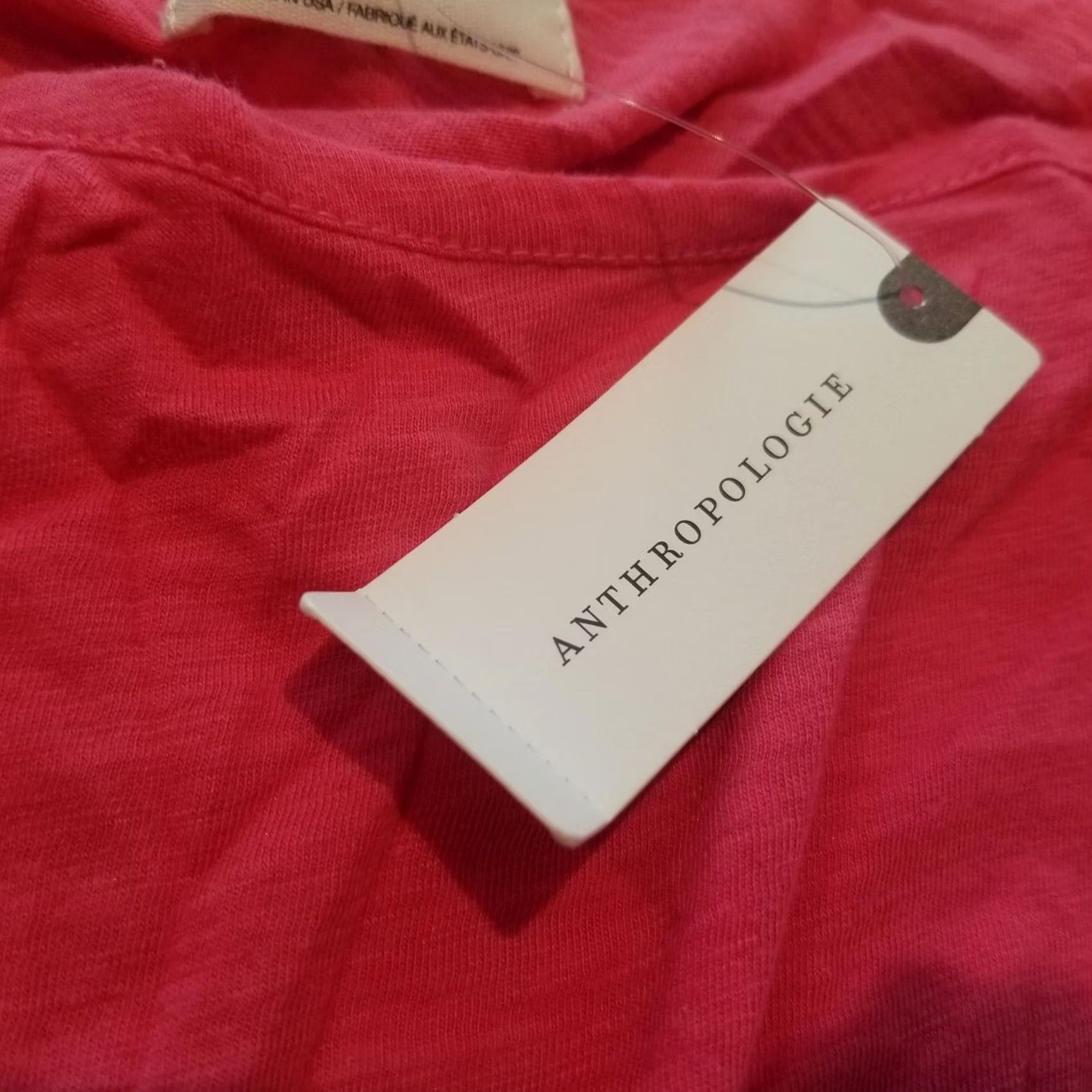 Anthropologie Anthropologie T. La Women's Shirred Waist Blouse Shirt L Pink Red Solid Short Sleeve Buy New with Tags Size L / US 10 / IT 46 - 5 Thumbnail
