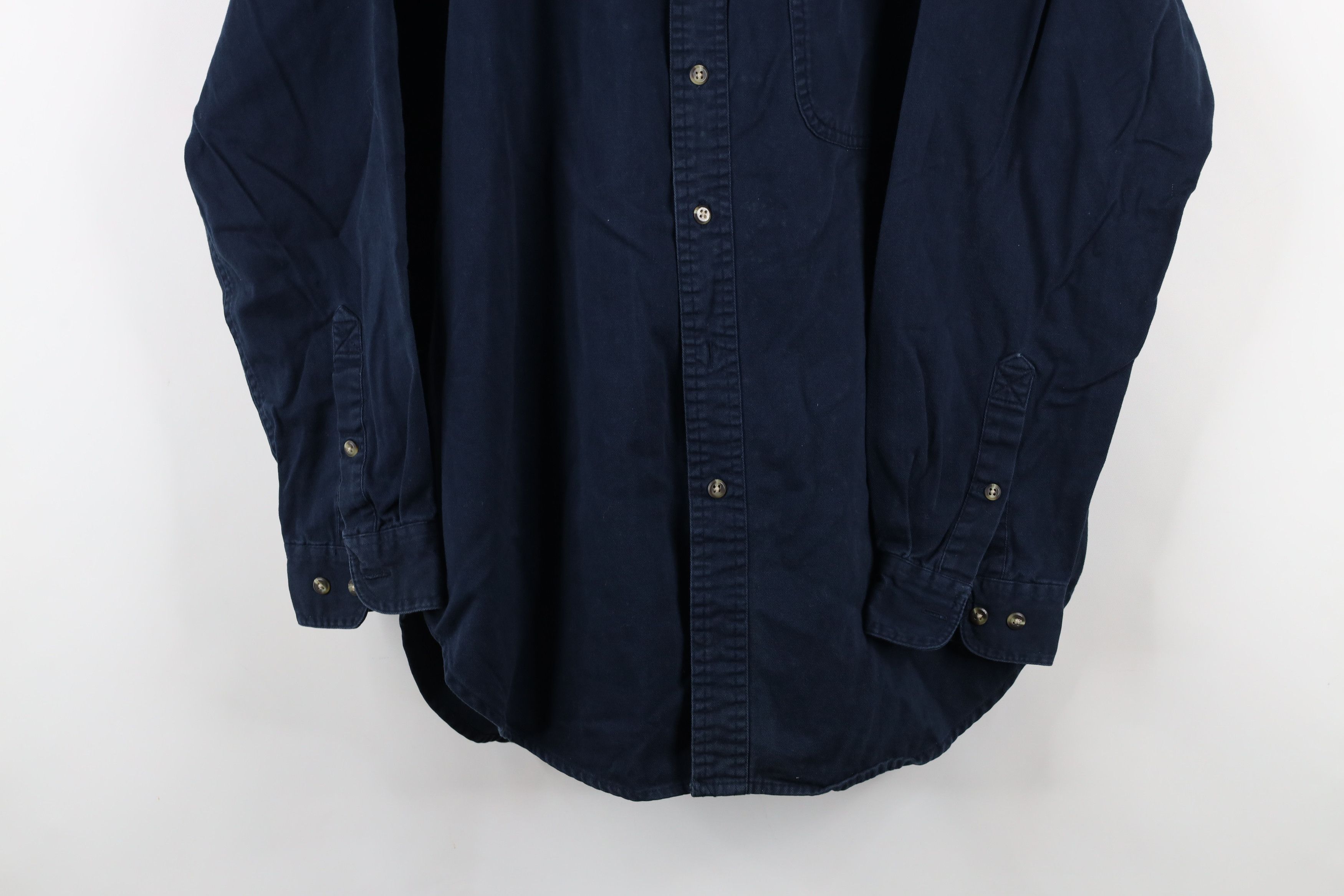 Vintage Vintage 90s Streetwear Band Collar Button Shirt Navy Blue Size US M / EU 48-50 / 2 - 3 Thumbnail