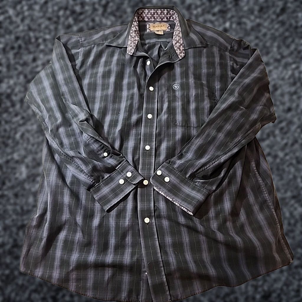Ariat Ariat Shirt Mens Large Black Plaid Button-Up Wrinkle Resistant Western Cotton Long Sleeve Casual Workwear Size US L / EU 52-54 / 3 - 1 Thumbnail