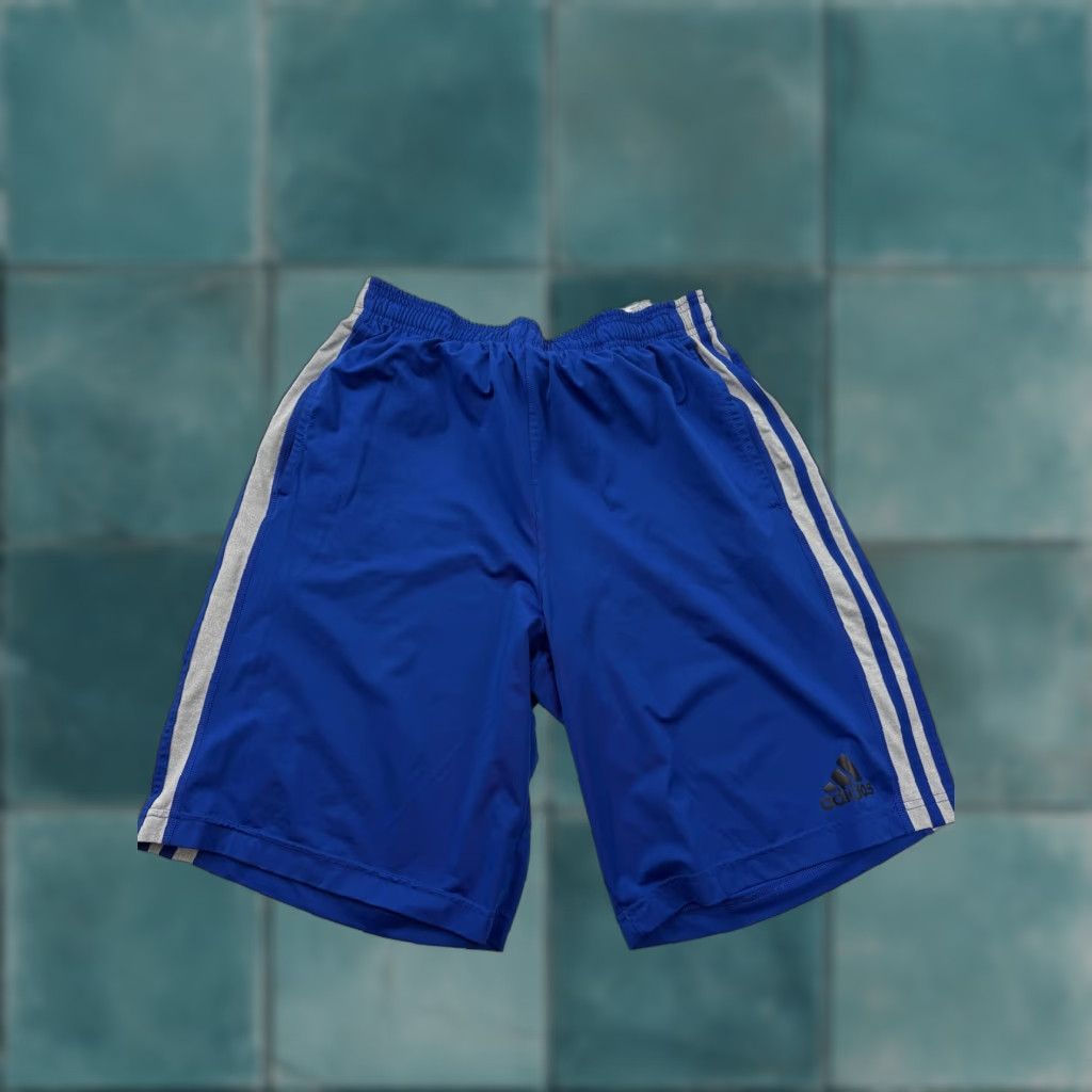 Adidas Adidas Shorts Mens Medium Blue Climalite 3 Stripe Athletic Training 11 Inseam Size US 31 - 1 Thumbnail