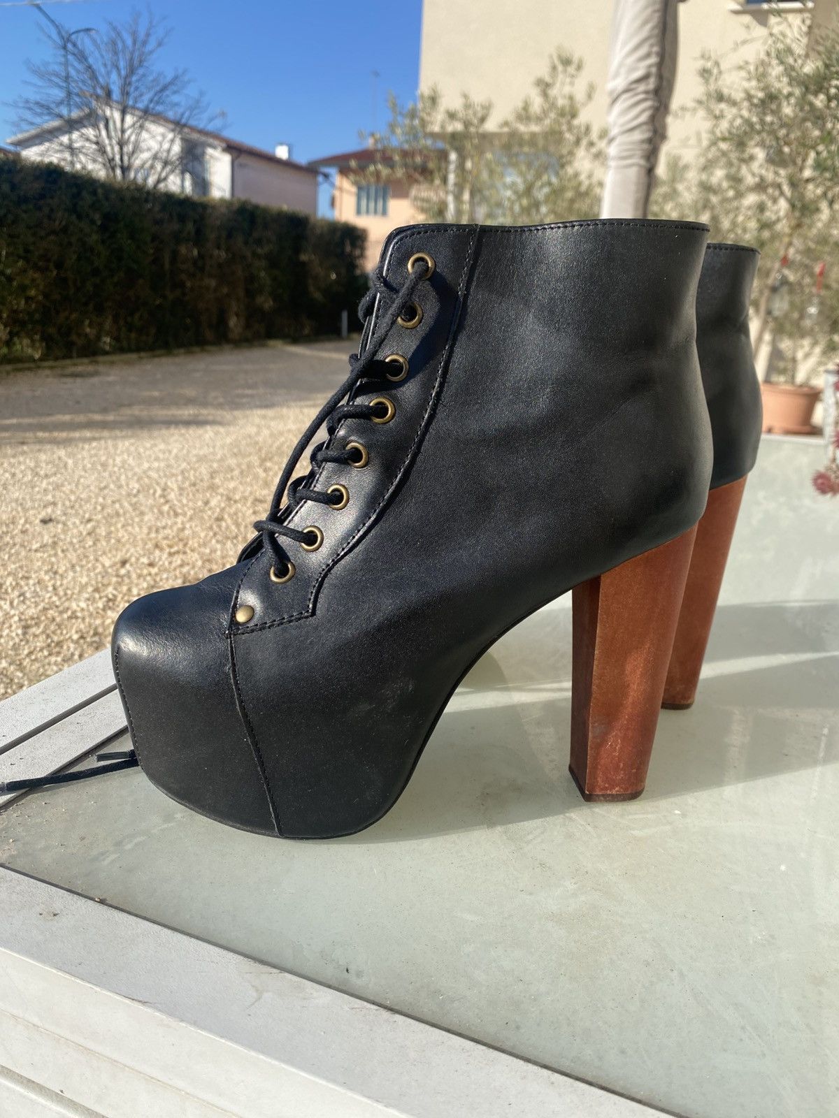 Jeffrey Campbell Jeffrey Campbell Lita Boots – Black Leather – Size 39 Size US 9 / IT 39 - 2 Thumbnail