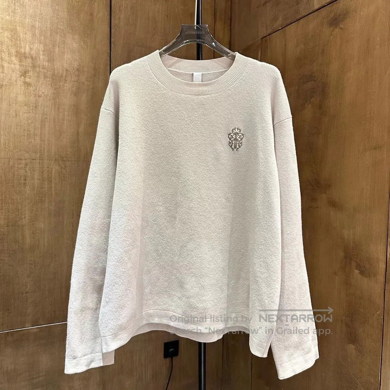 Chrome Hearts Beige XL Long Sleeve Knit Sweater with Emblem. Size US XL / EU 56 / 4 - 1 Thumbnail