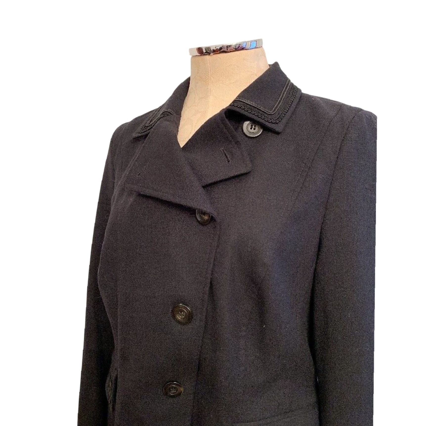 Vintage VINTAGE Feraud Blazer Jacket Womens Wool Blend Braided Trim 12 Black Size 44 (12) - Lightweight Womens Blazer Jacket Size XL / US 12-14 / IT 48-50 - 3 Thumbnail