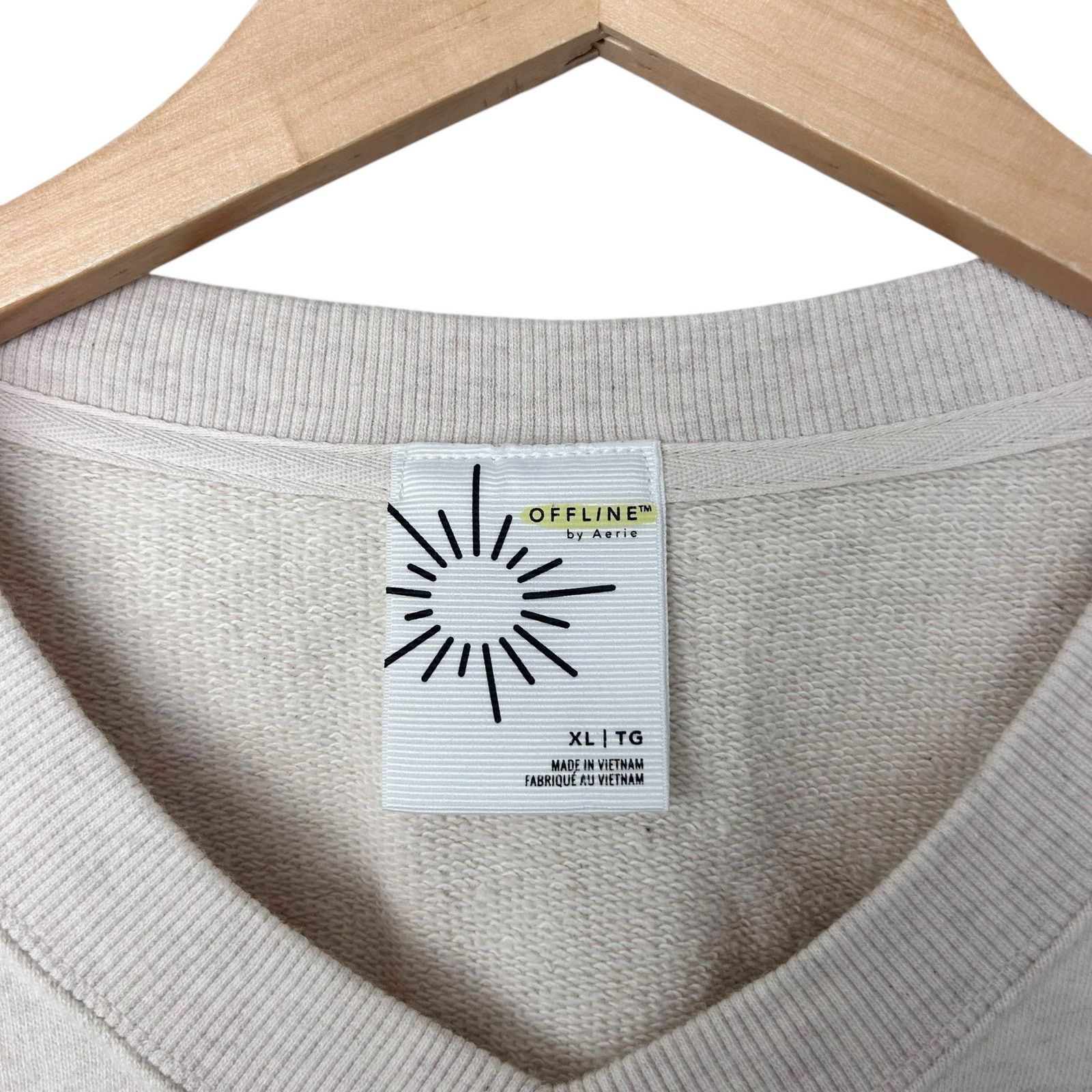 Other Offline by Aerie Tan Cropped Sweatshirt Maybe Later Sz XL Size XL / US 12-14 / IT 48-50 - 3 Thumbnail