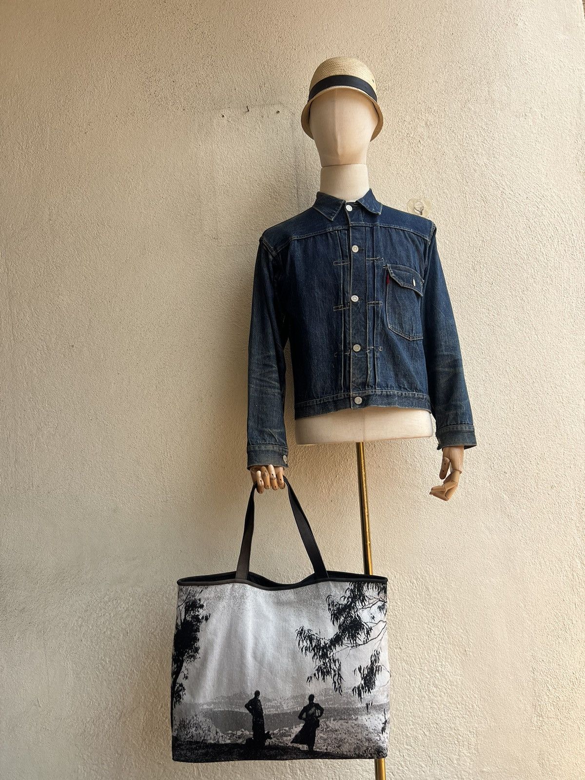agnes b. Vintage Agnes B. Made in France Leather Wool Tote Bag Size ONE SIZE - 2 Thumbnail