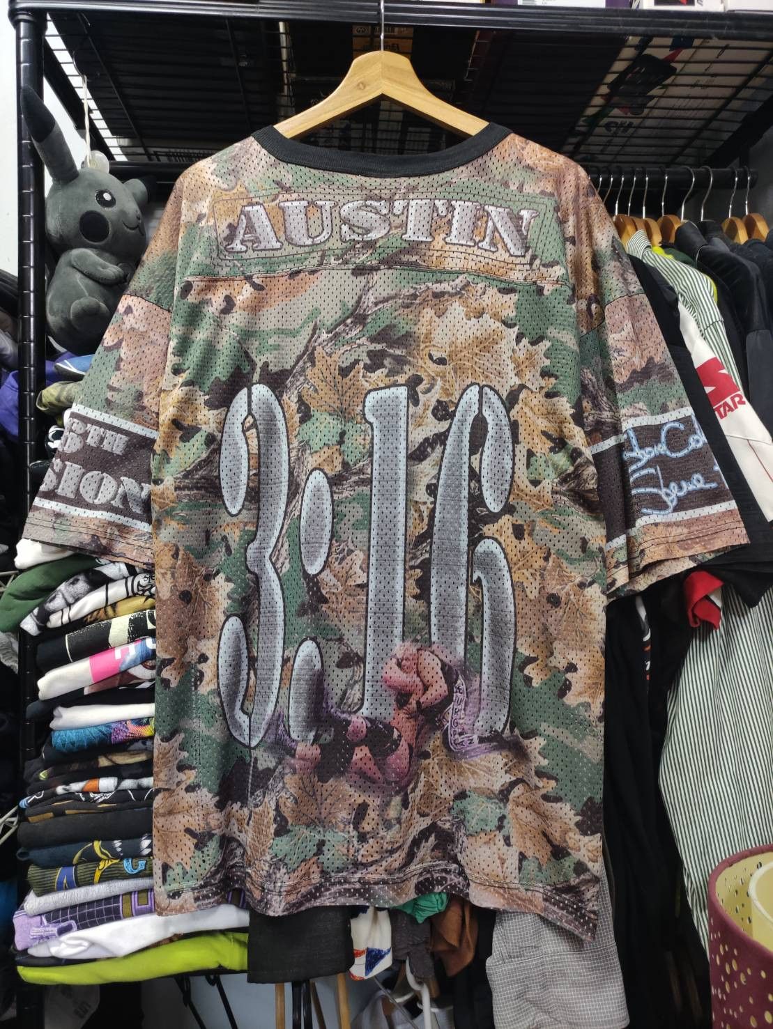 WWF Vtg 90's Stone Cold Steve Austin WWF Promo Camo USA Jersey Size US XL / EU 56 / 4 - 2 Thumbnail