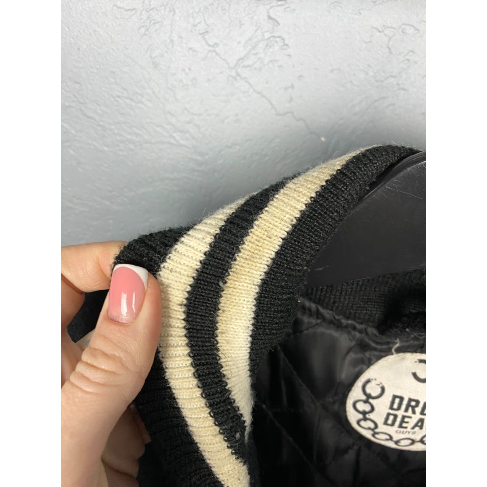 Vintage Drop Dead Mens Varsity Wool Bomber Jacket M Black - Jacket, Bomber, Wool, Men’s, Vintage-Style, Logo, Regular Fit, Size M Size US M / EU 48-50 / 2 - 7 Thumbnail