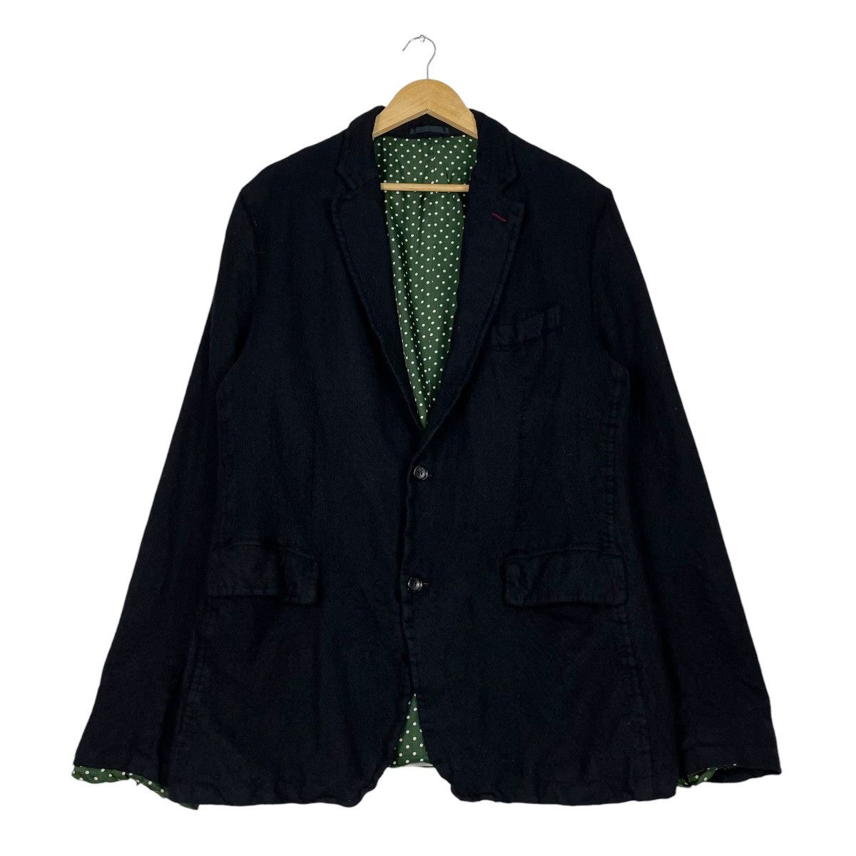 💥AD2011 COMME DES GARCONS POLKADOT LINEN CHORE JACKET