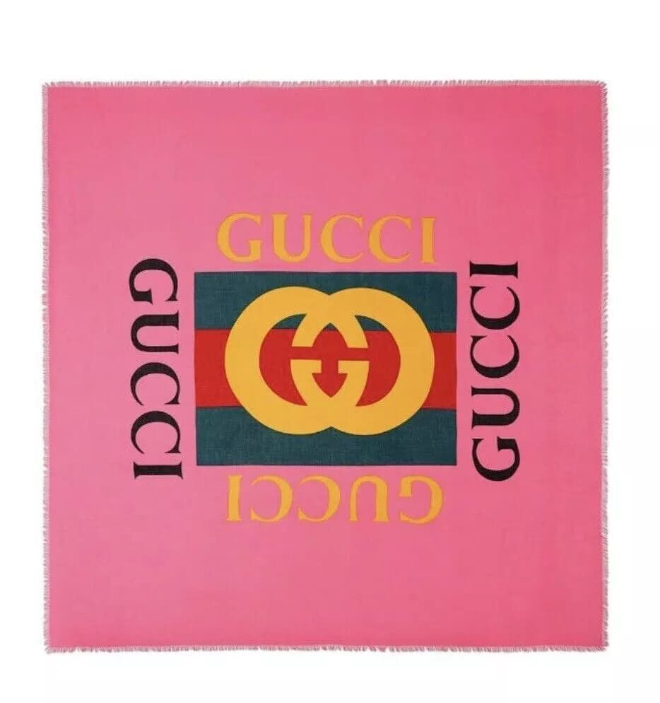 Gucci Women Bright Pink Wool/Silk GRG Web GG Logo Scarf Shawl Size ONE SIZE - 1 Thumbnail