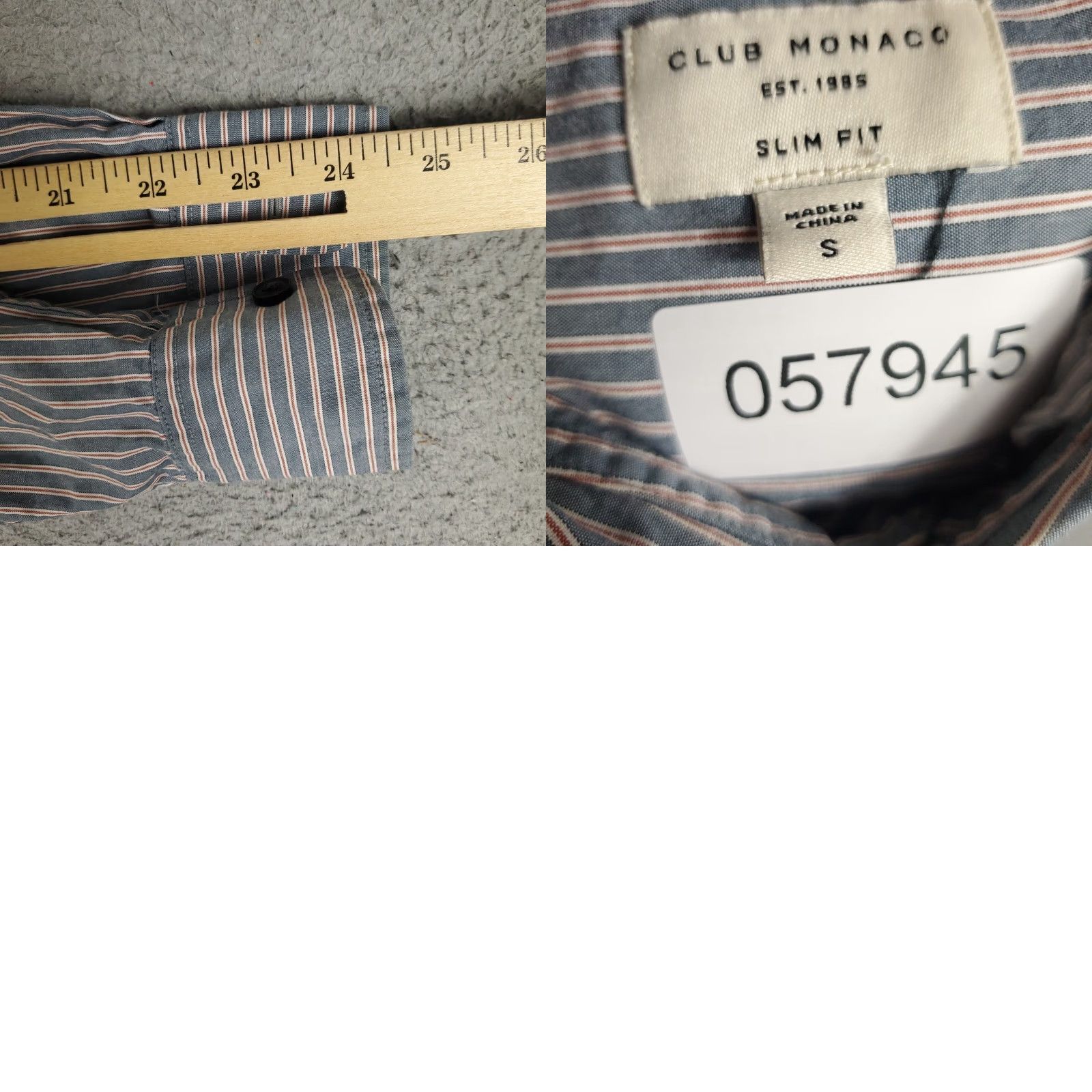 Club Monaco VINTAGE CLUB MONACO Shirt Mens Size Small Blue Striped Button-Up Long Sleeve, Regular Fit, 100% Cotton, Men’s Classic Casual Subtle Pockets Size US S / EU 44-46 / 1 - 8 Thumbnail