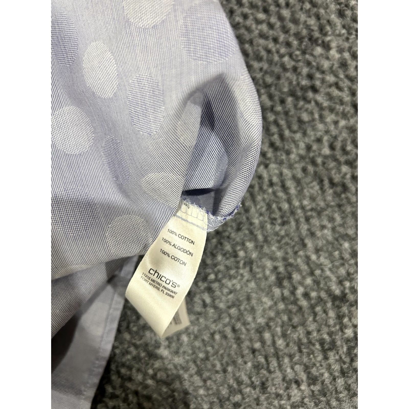 Vintage Chicos Shirt Womens 1 Blue White Polka Dot Wrinkle Resistant 3/4 Sleeve Cotton Size XS / US 0-2 / IT 36-38 - 7 Thumbnail