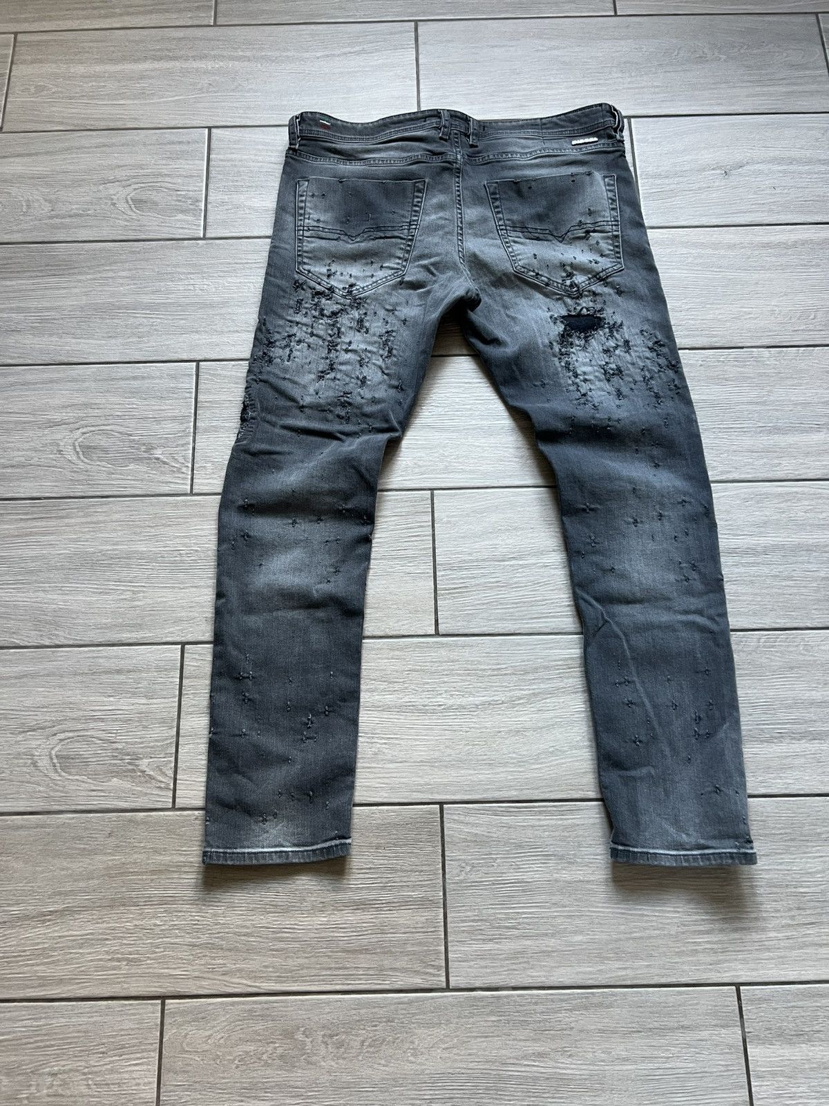 Diesel TRASHED🔥DIESEL GRAY SWEATPANT Y2K DENIM PANTS METAL LOGO Size US 36 / EU 52 - 3 Thumbnail