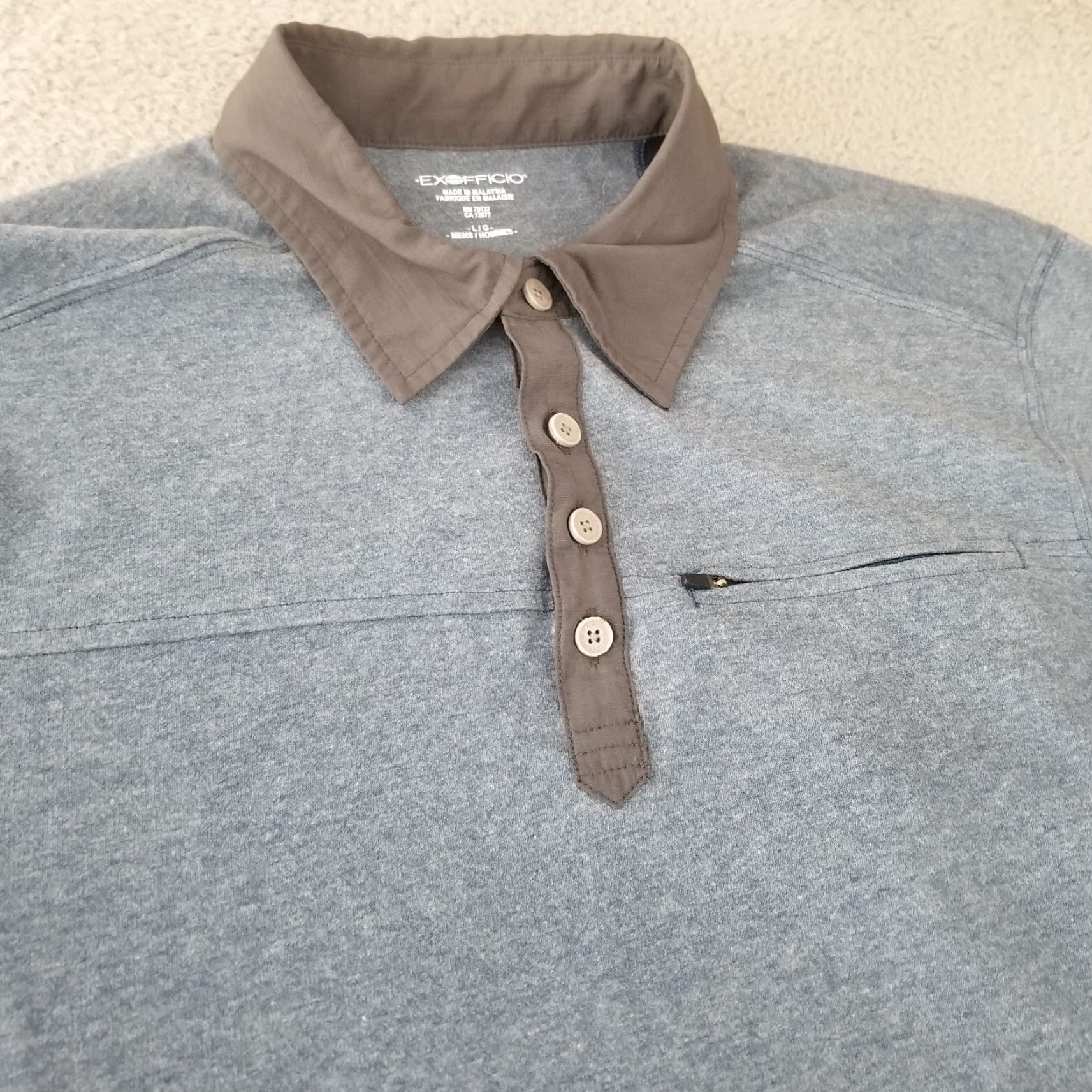 ExOfficio ExOfficio Shirt Mens Large Heather Blue Outdoor Performance Golf Casual Size US L / EU 52-54 / 3 - 2 Thumbnail
