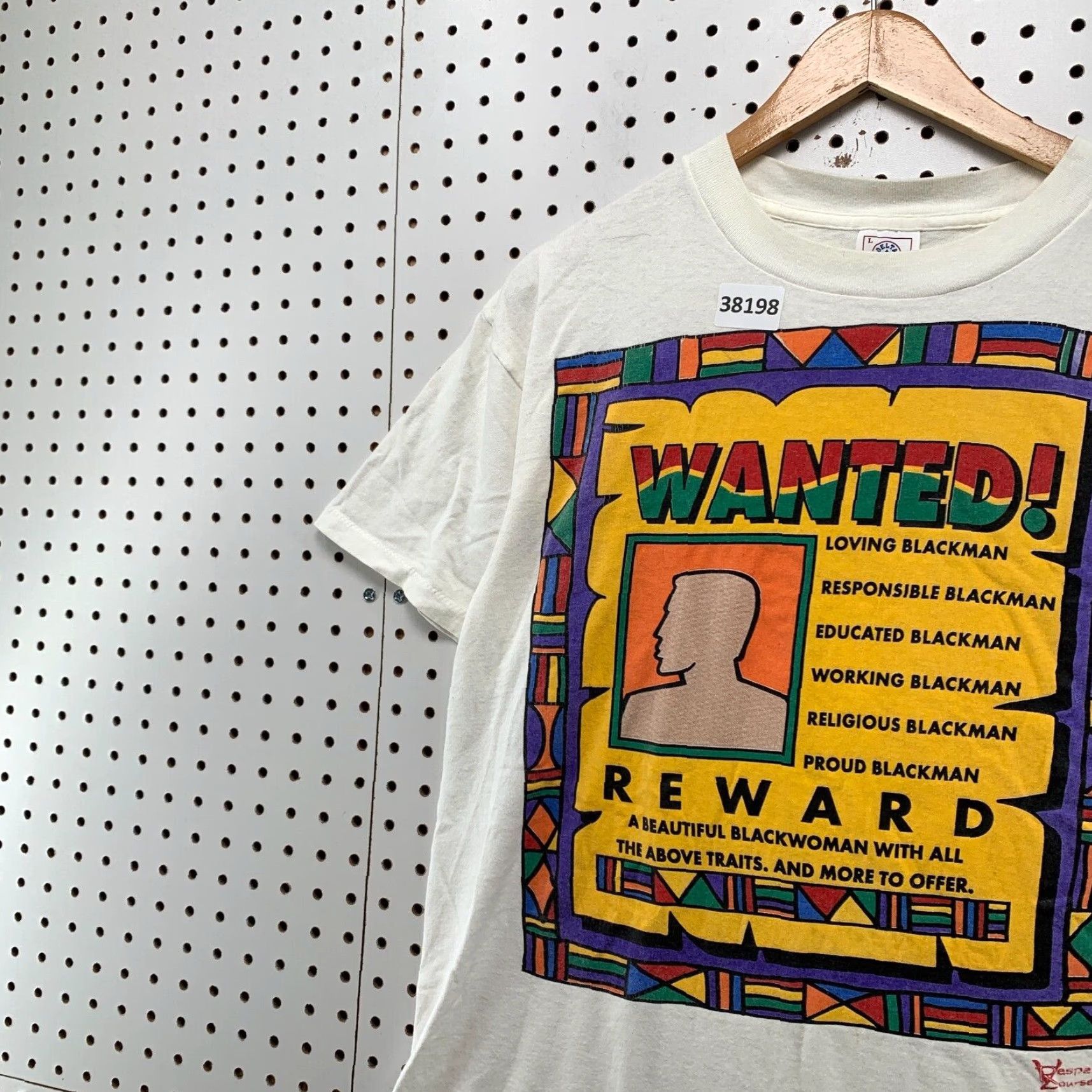 Jerzees VINTAGE 80s JERZEES Funny Graphic Print T-Shirt Unisex Adult Large White "Respect Yourself" Mens Size L / US 10 / IT 46 - 6 Thumbnail