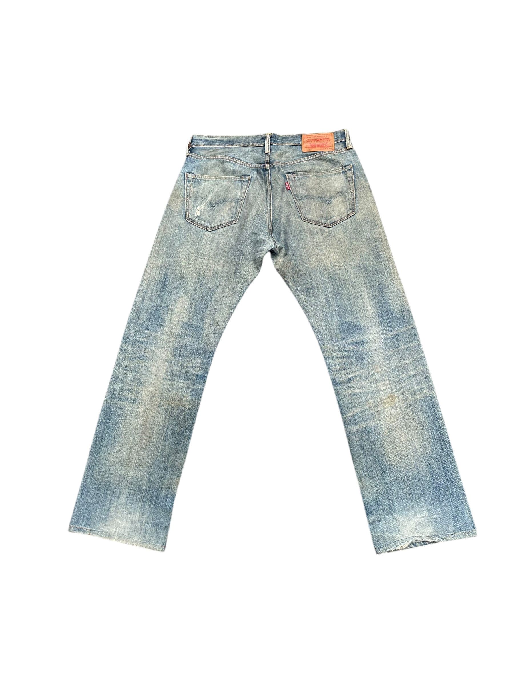 Levi's Levis 501 Faded Distresed Denim Size US 34 / EU 50 - 3 Thumbnail