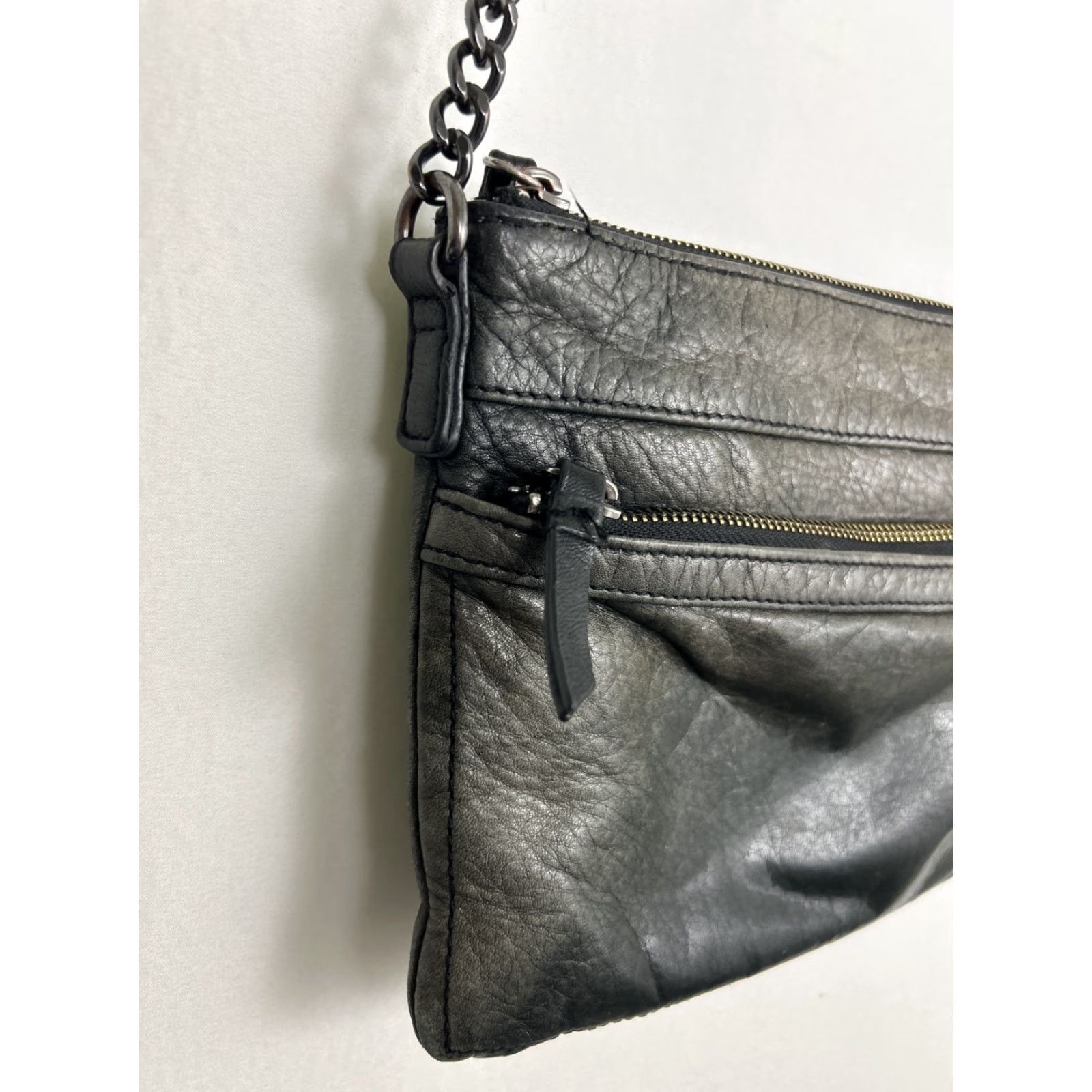 Vintage Margot New York crossbody Purse Rectangular Gray Black Leather Adjustable 10x7x1 Size ONE SIZE - 3 Thumbnail