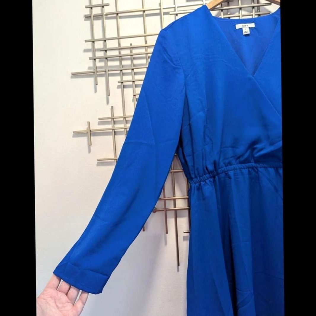 Bar III Bar III Royal Blue Surplice V-Neck Long Sleeve Mini Dress L Women Size L / US 10 / IT 46 - 3 Thumbnail
