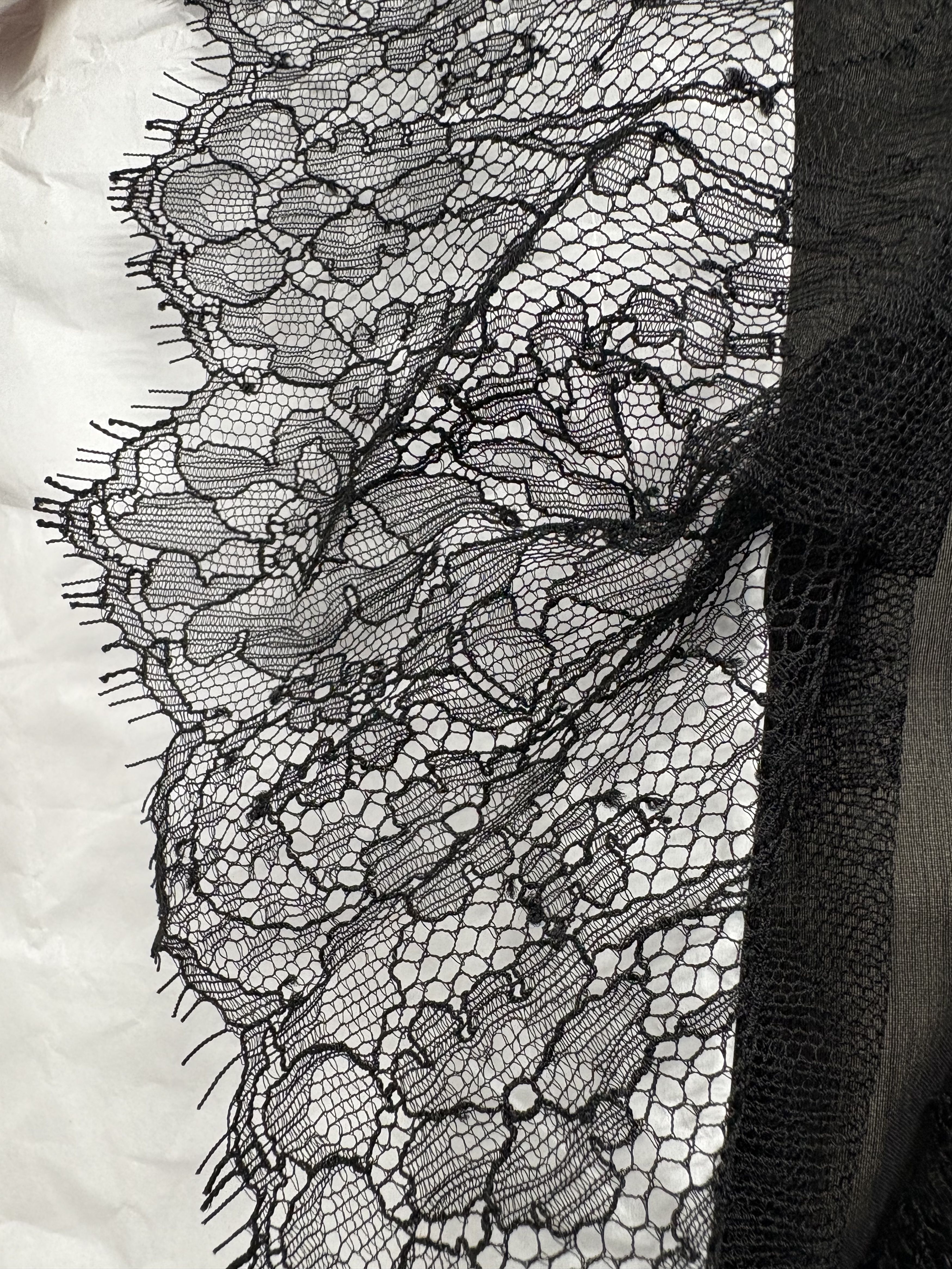 plein sud Vintage 90s Plein Sud Sheer Silk Lace Ruffle Blouse Size L / US 10 / IT 46 - 2 Thumbnail
