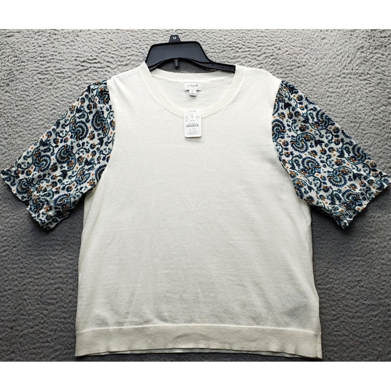 J.Crew J.CREW Sweater Womens Size L Multicolor Floral Crew Neck Pullover, Casual Knit Long Sleeve, Regular Fit, Fall Winter, NWT, Polyester, Floral Pattern Size L / US 10 / IT 46 - 2 Thumbnail