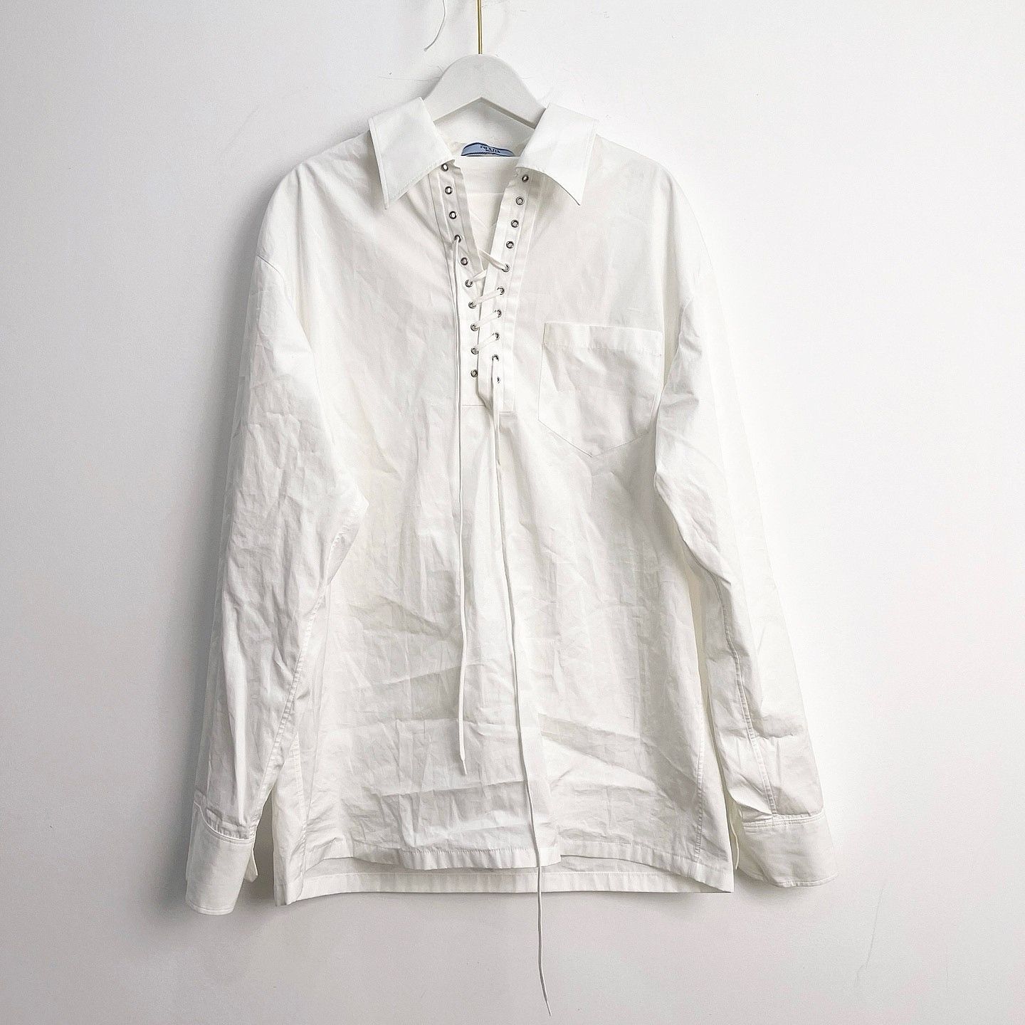 Prada Prada White Grommet Lace-Up Shirt Size 40 Size S / US 4 / IT 40 - 1 Thumbnail