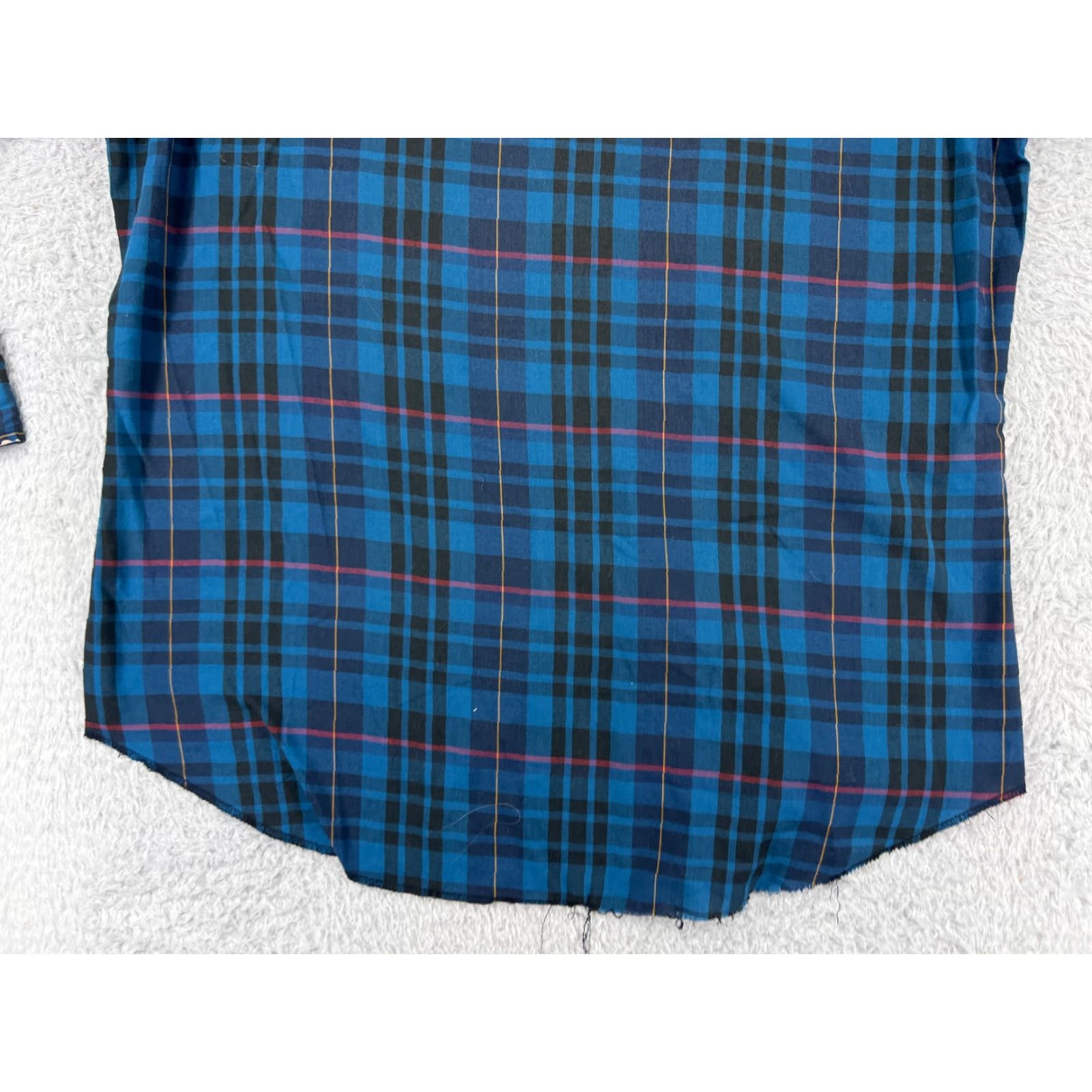 Vintage Rustler Mens Blue Plaid Long Sleeve Button-Up Shirt - X-Long Tail, Pearl Snaps, Western Cowboy, Cotton Blend, 40in Chest, Regular Fit Size US XL / EU 56 / 4 - 5 Thumbnail